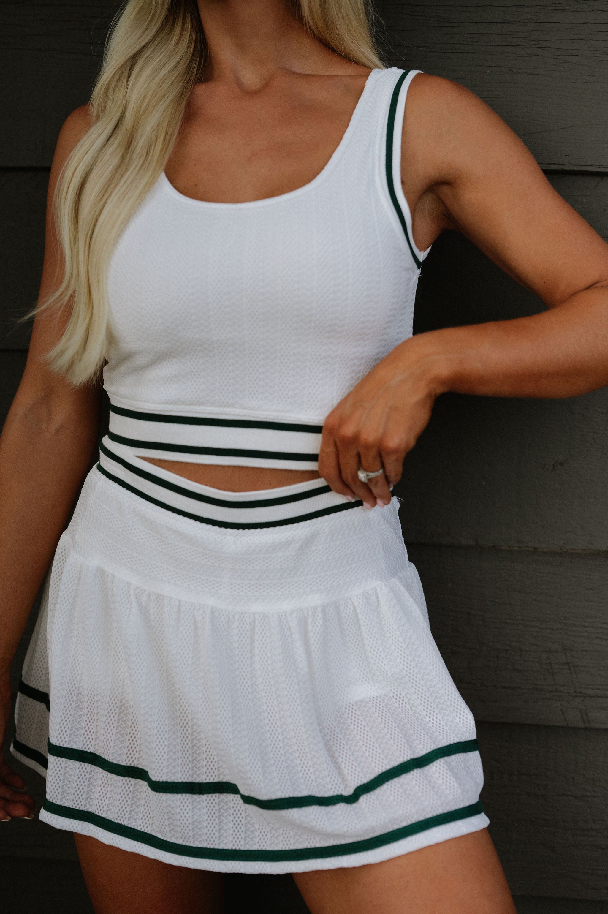 Becca Contrast Skirt Set-White