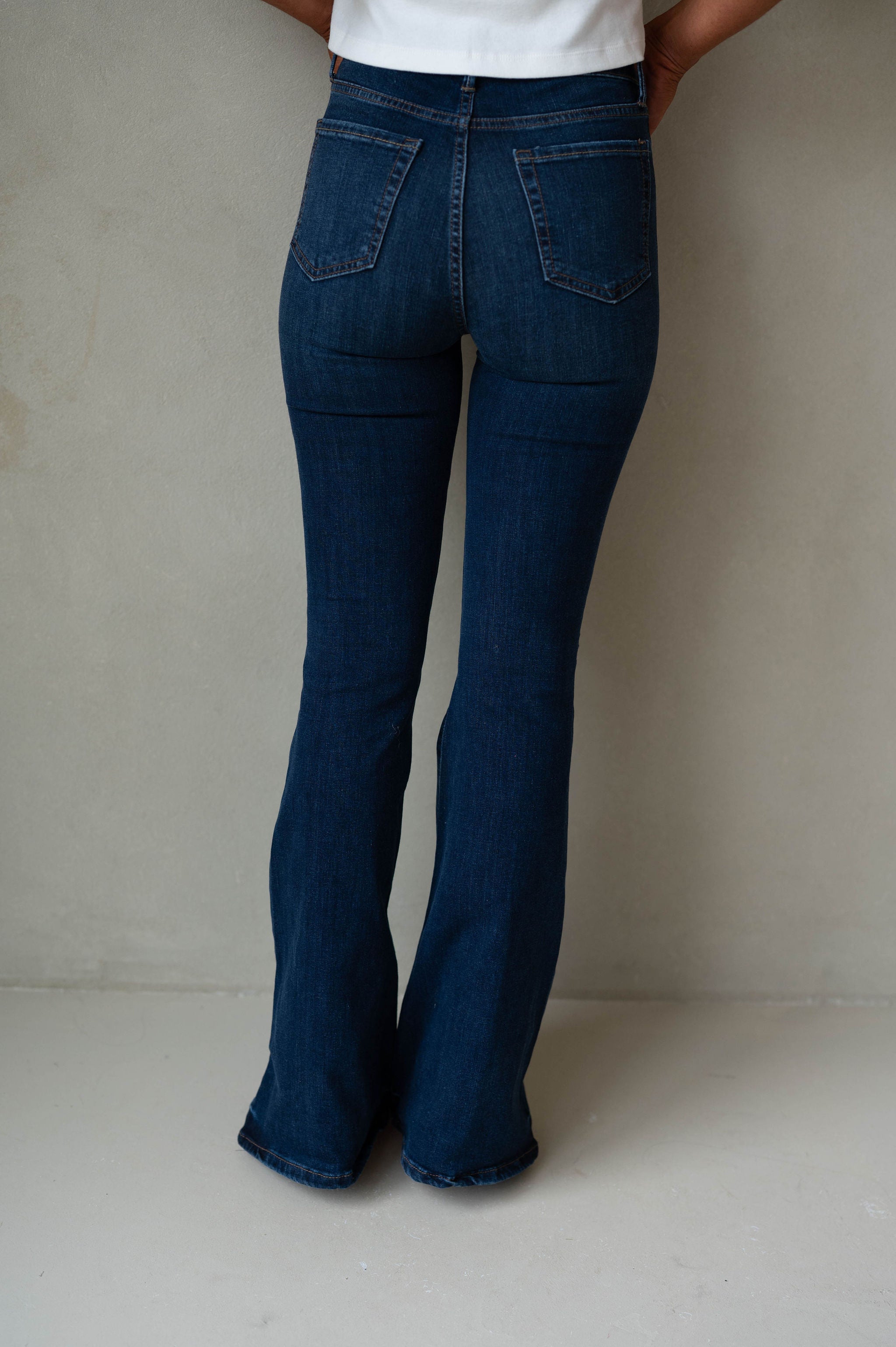 High Rise Flared Jeans-Dark