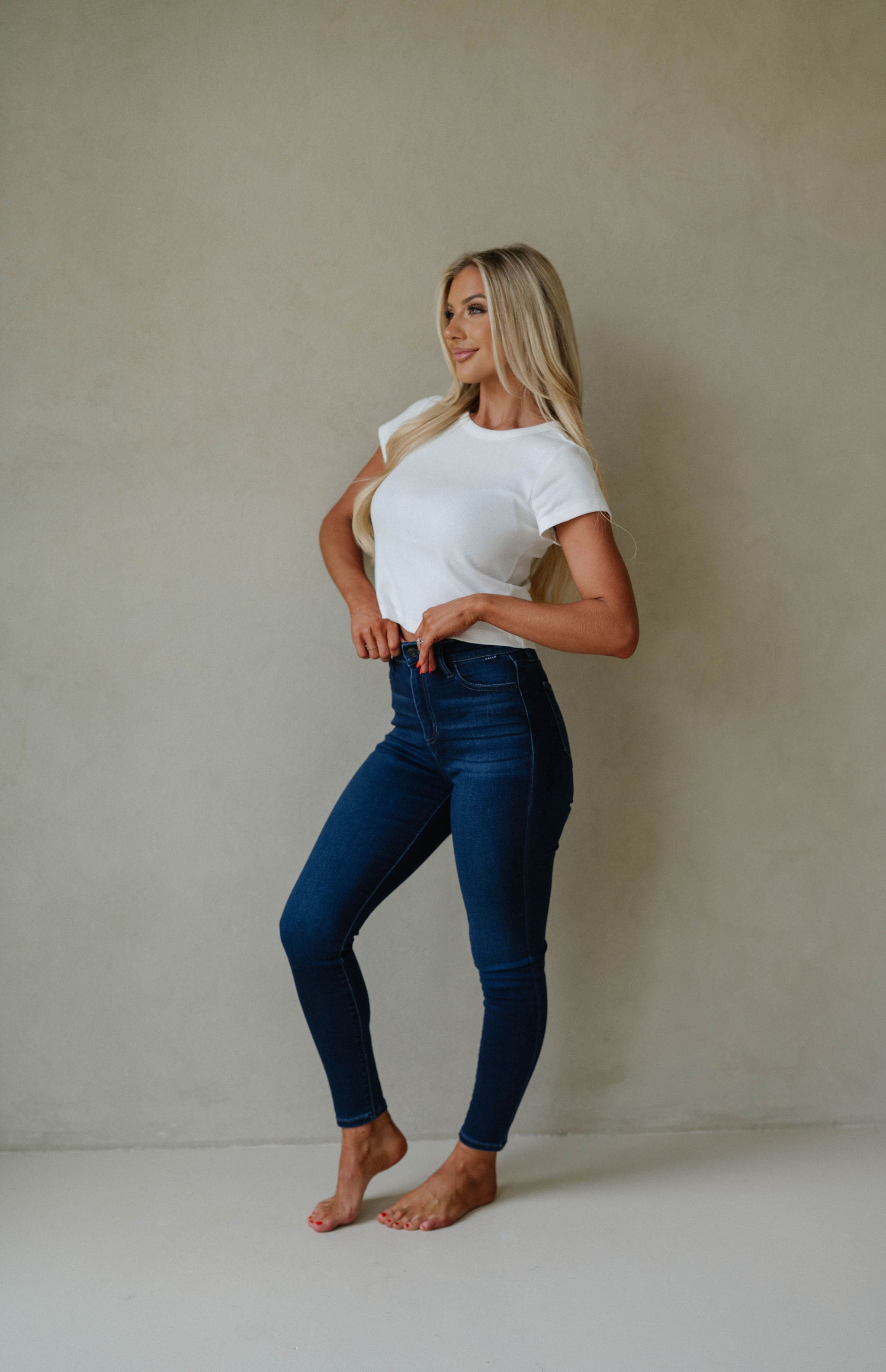 High Rise Ankle Skinny Jeans-Dark Wash
