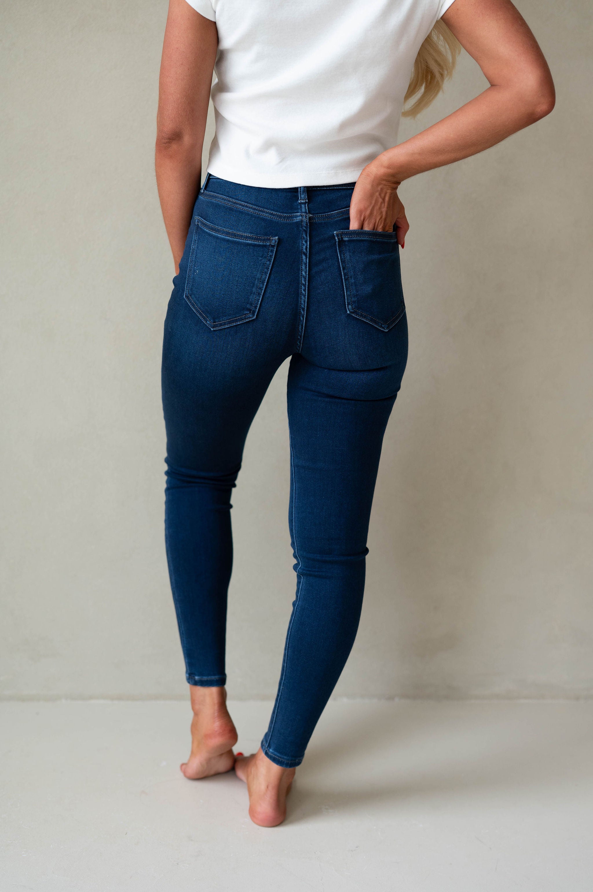 High Rise Ankle Skinny Jeans-Dark Wash