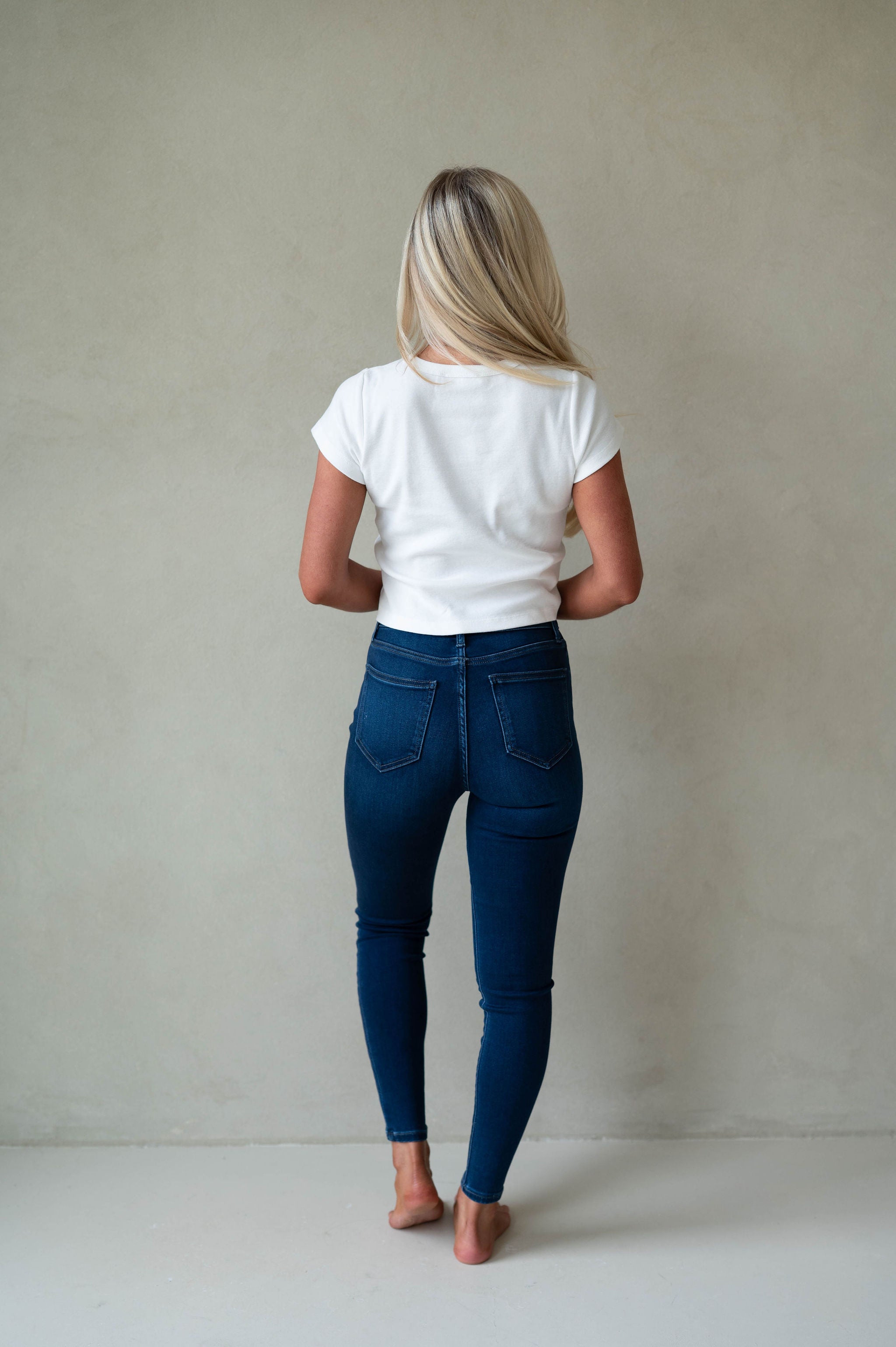 High Rise Ankle Skinny Jeans-Dark Wash