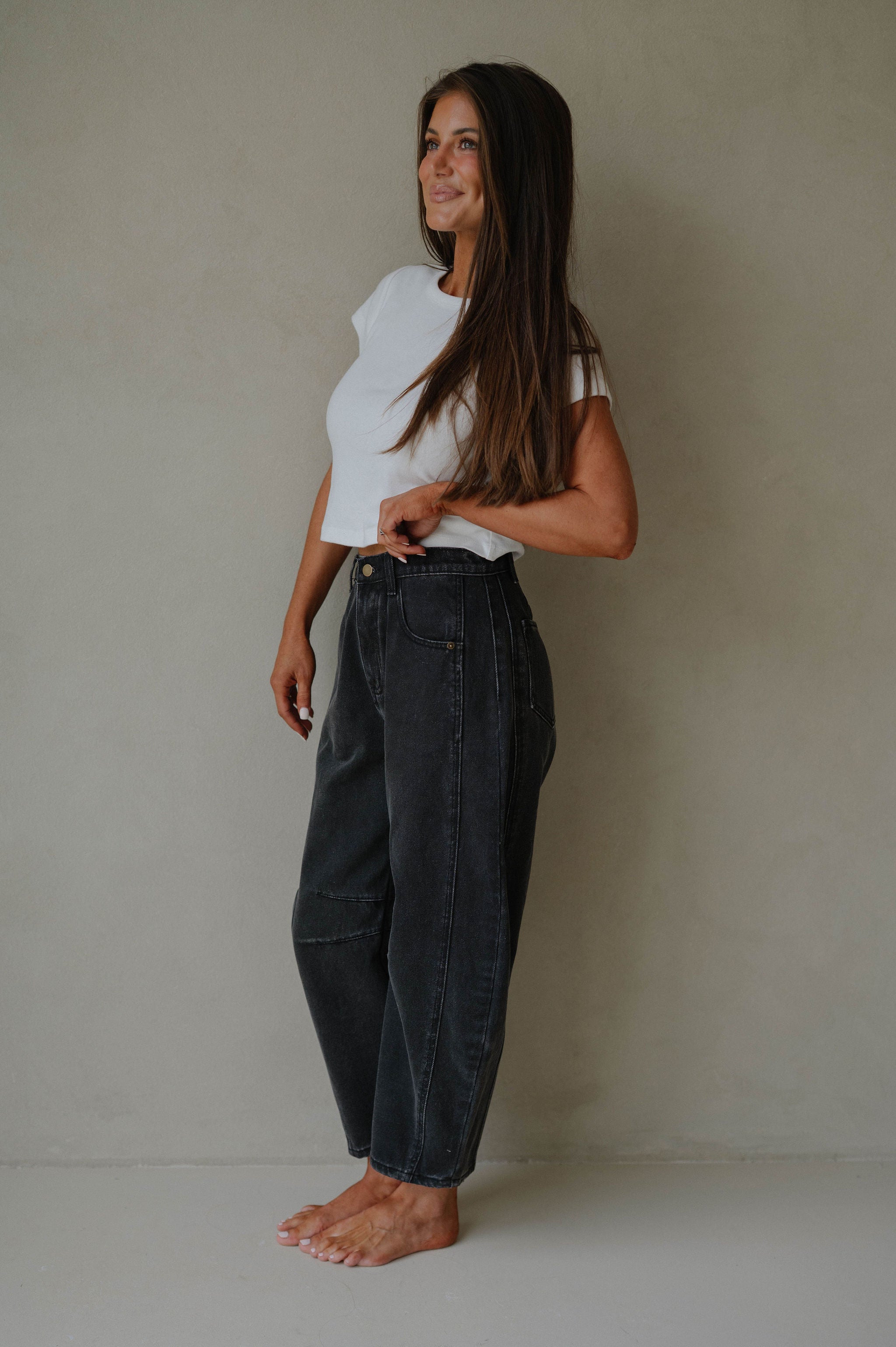 Cade Barrel Pants-Black
