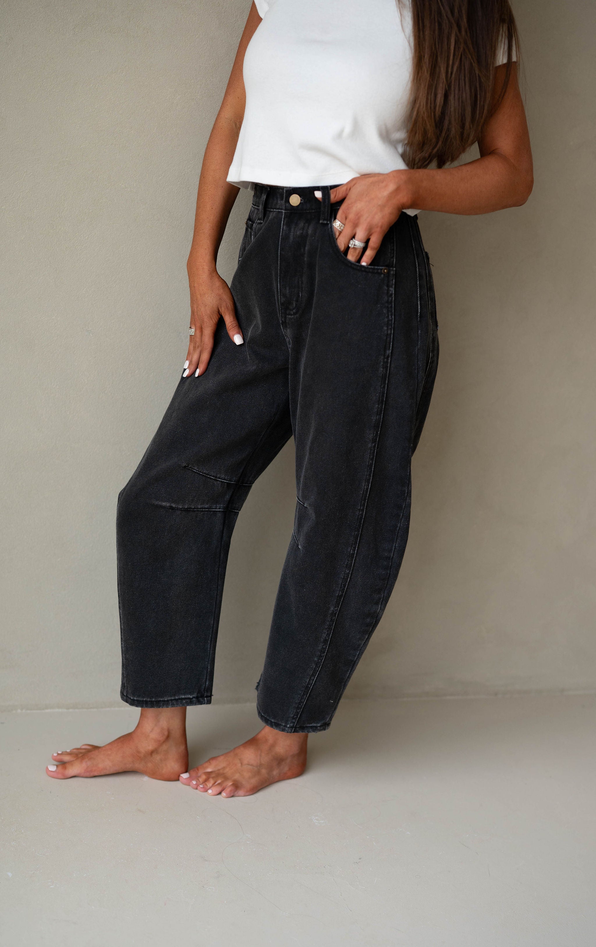 Cade Barrel Pants-Black