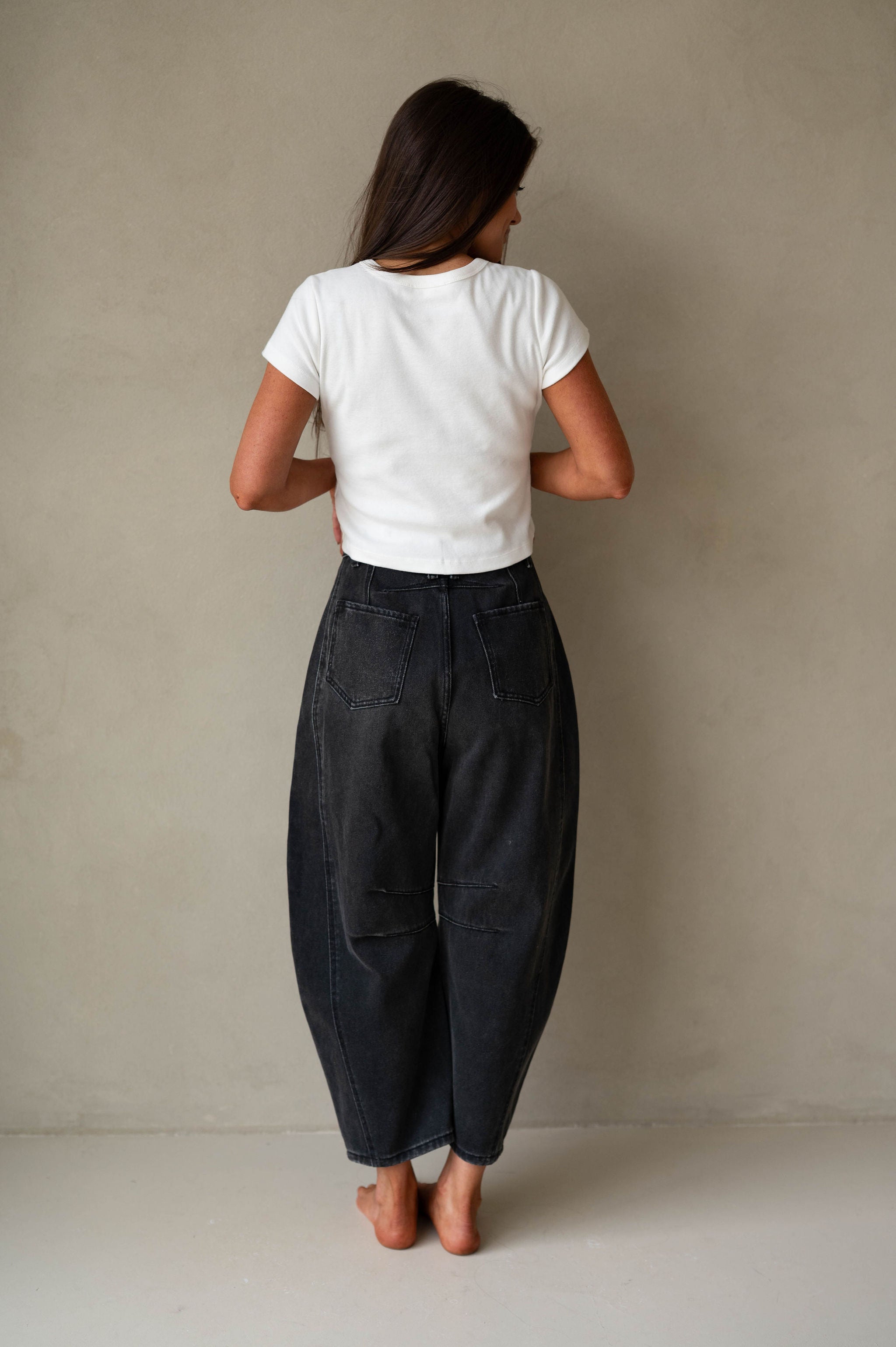 Cade Barrel Pants-Black