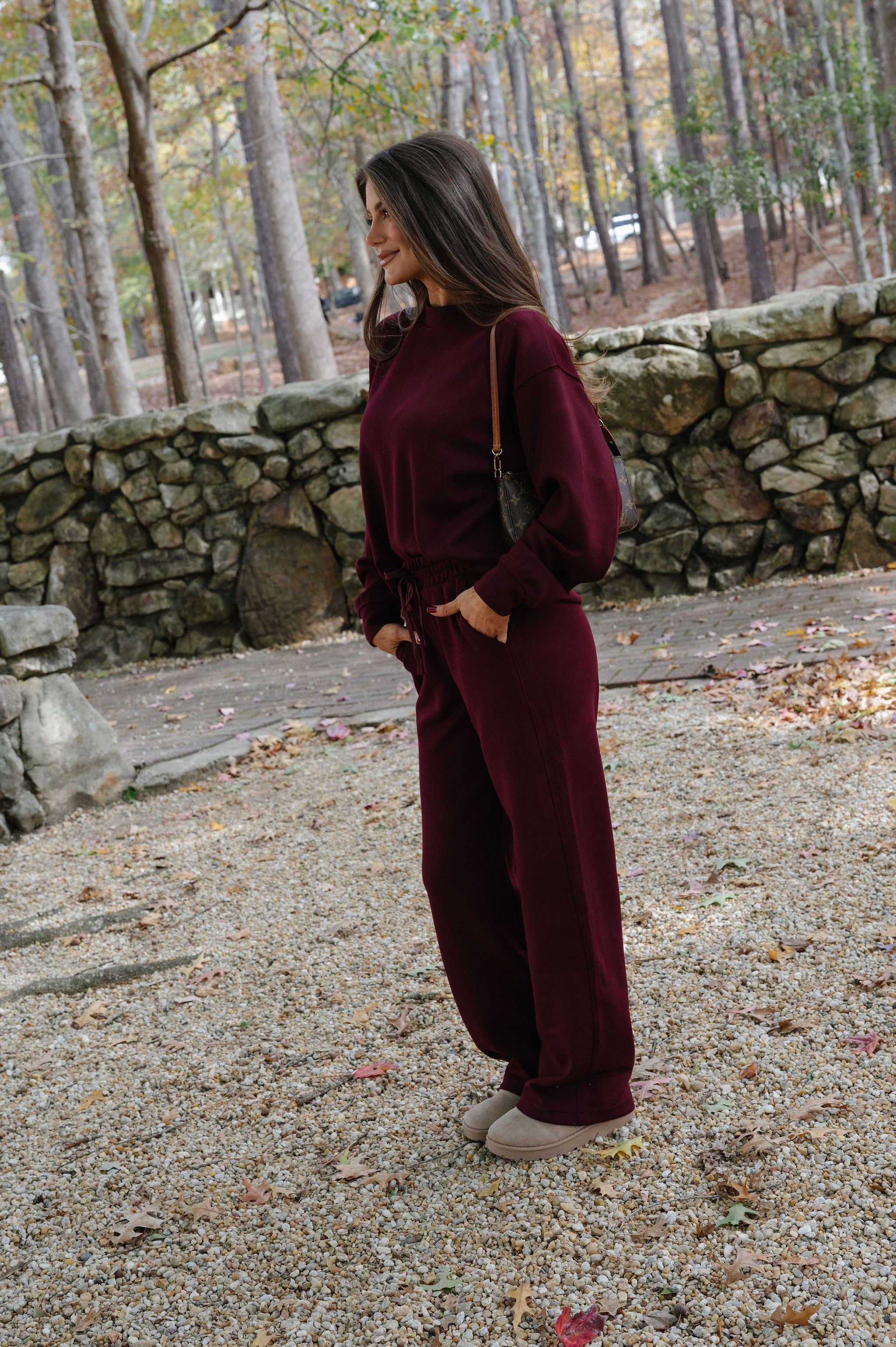 Nelson Scuba Pants Set-Dark Cherry