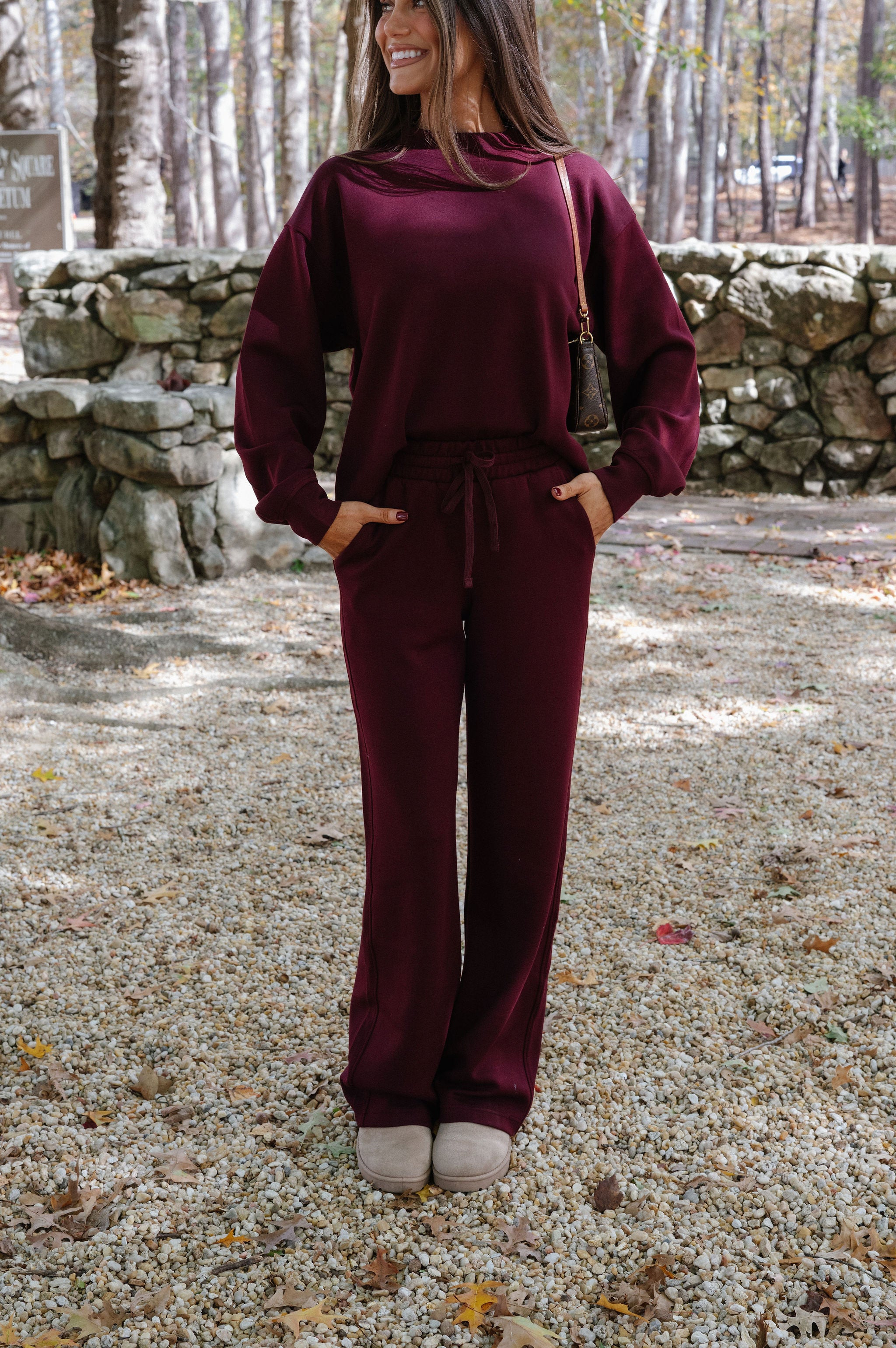 Nelson Scuba Pants Set-Dark Cherry