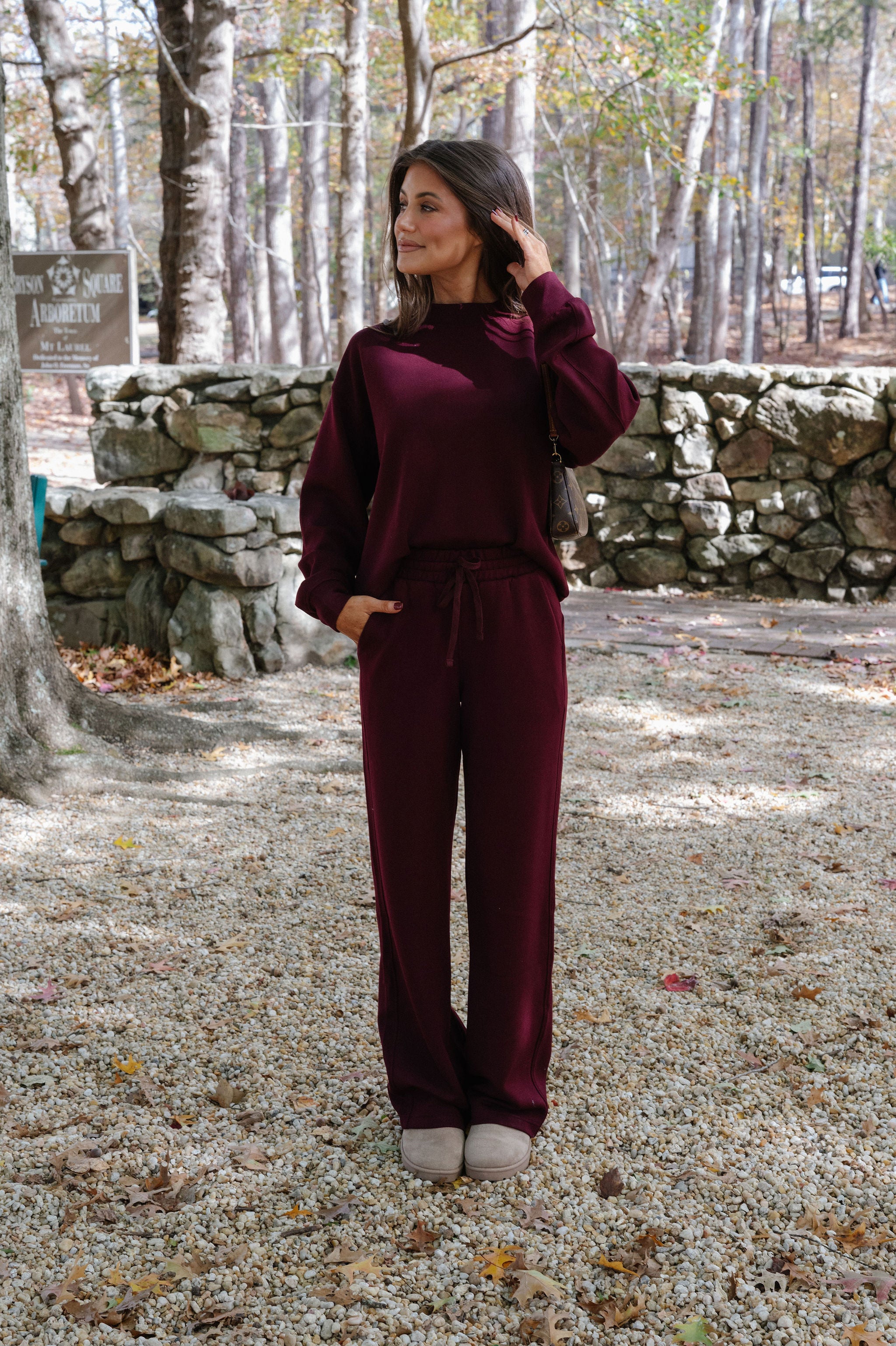 Nelson Scuba Pants Set-Dark Cherry