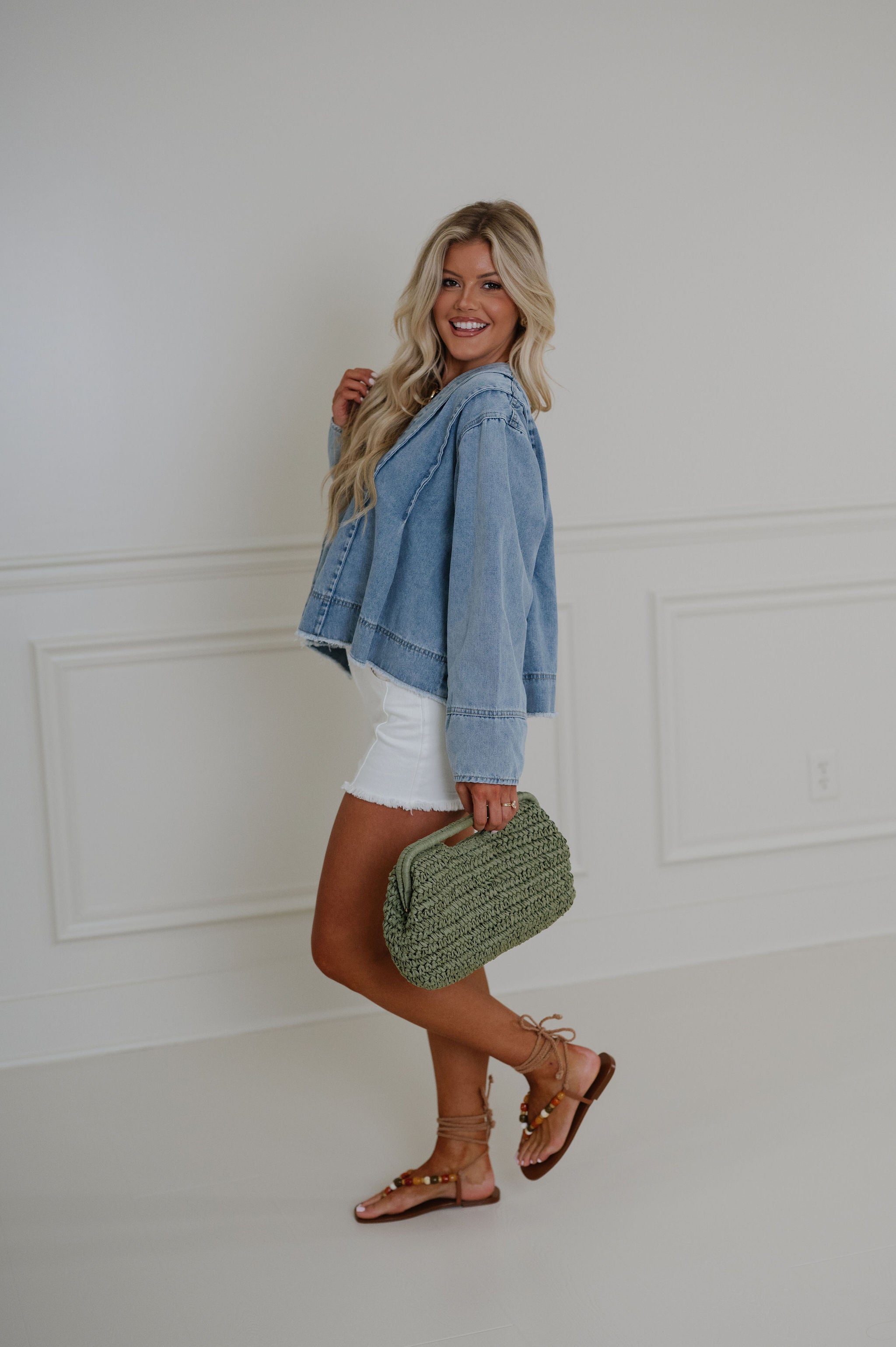 Melody Denim Balloon Sleeve Top