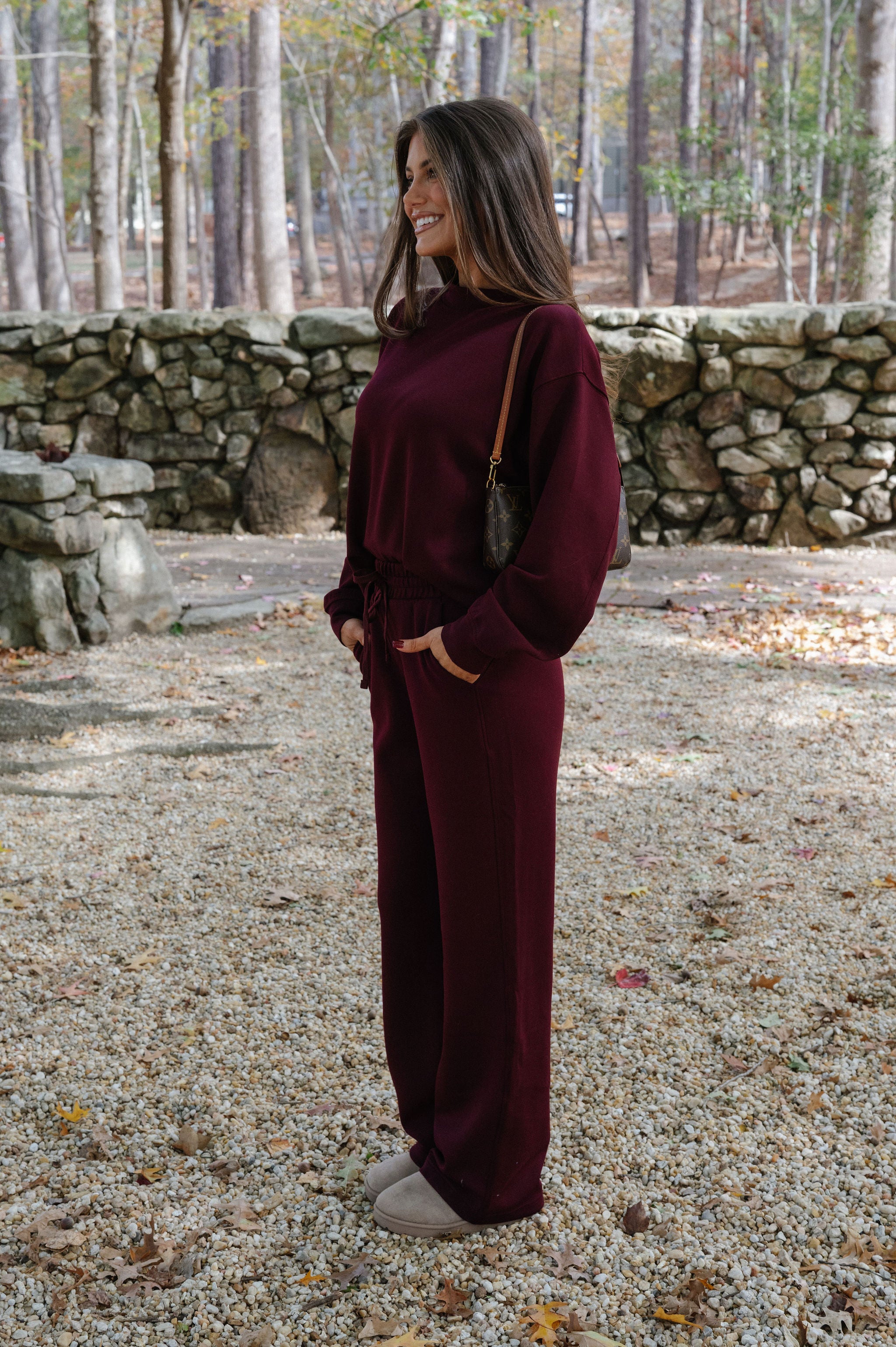 Nelson Scuba Pants Set-Dark Cherry