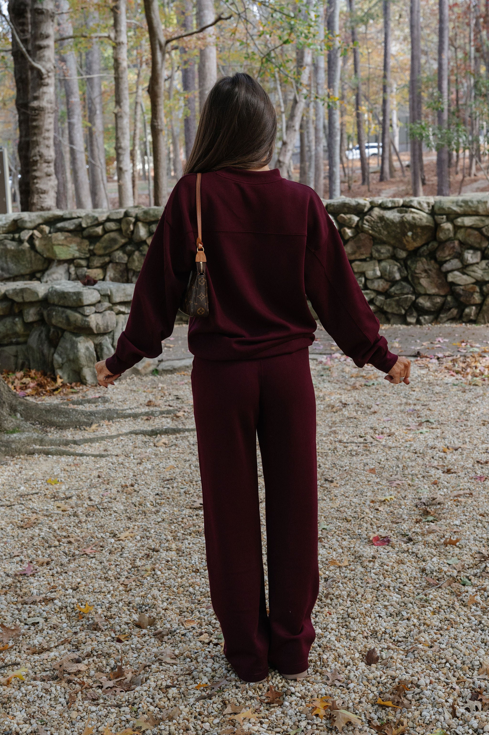 Nelson Scuba Pants Set-Dark Cherry