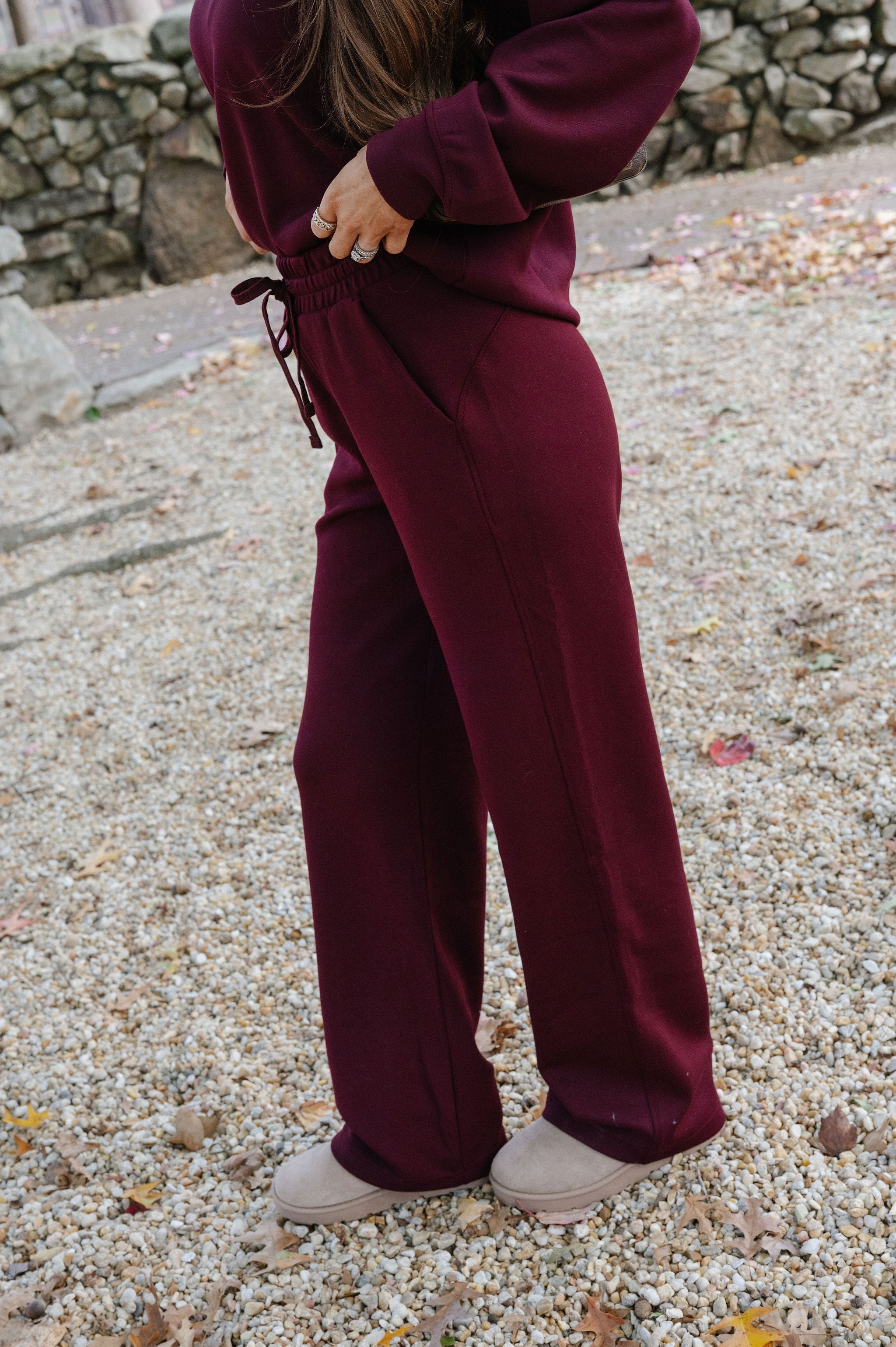 Nelson Scuba Pants Set-Dark Cherry