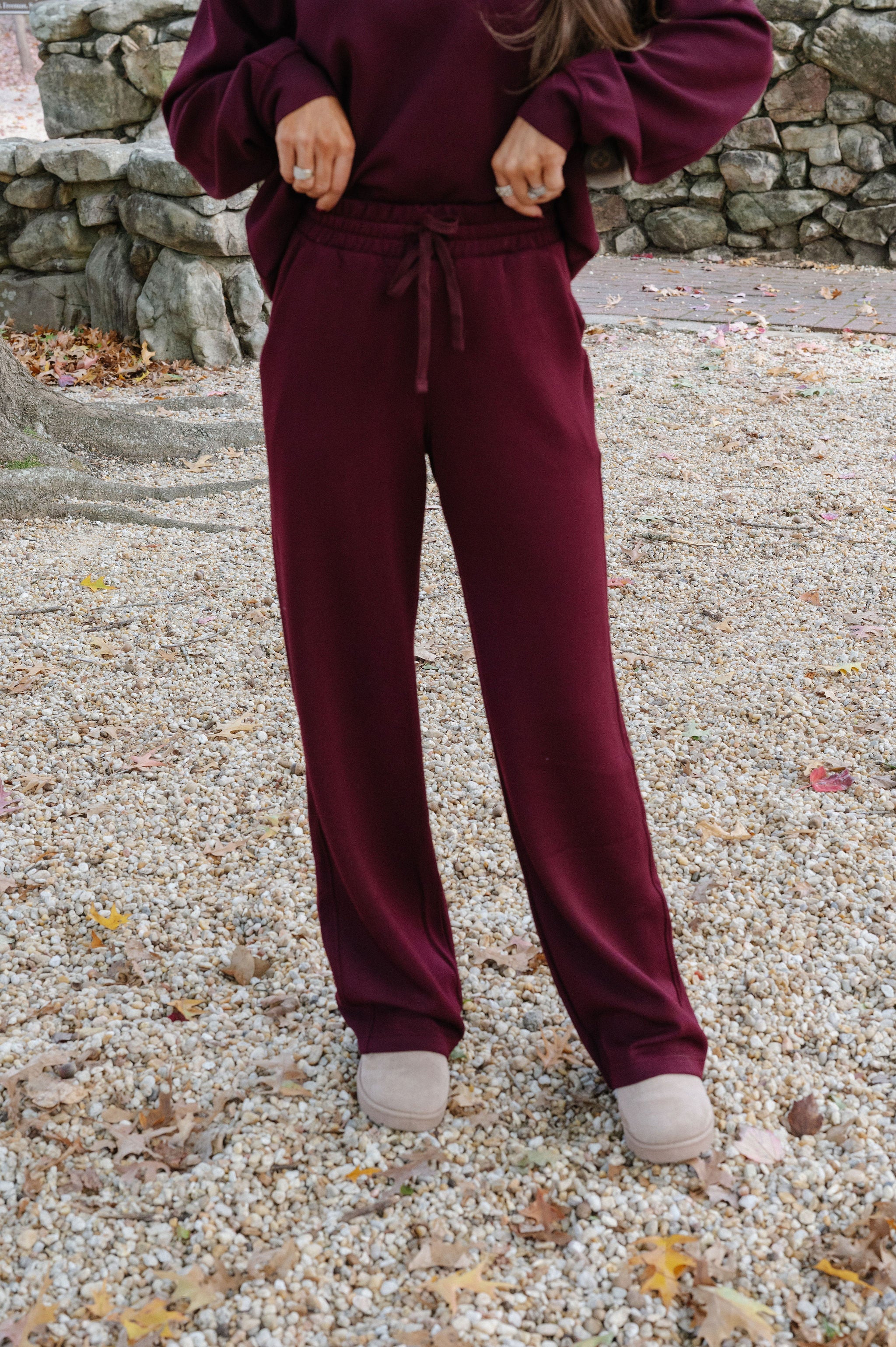 Nelson Scuba Pants Set-Dark Cherry