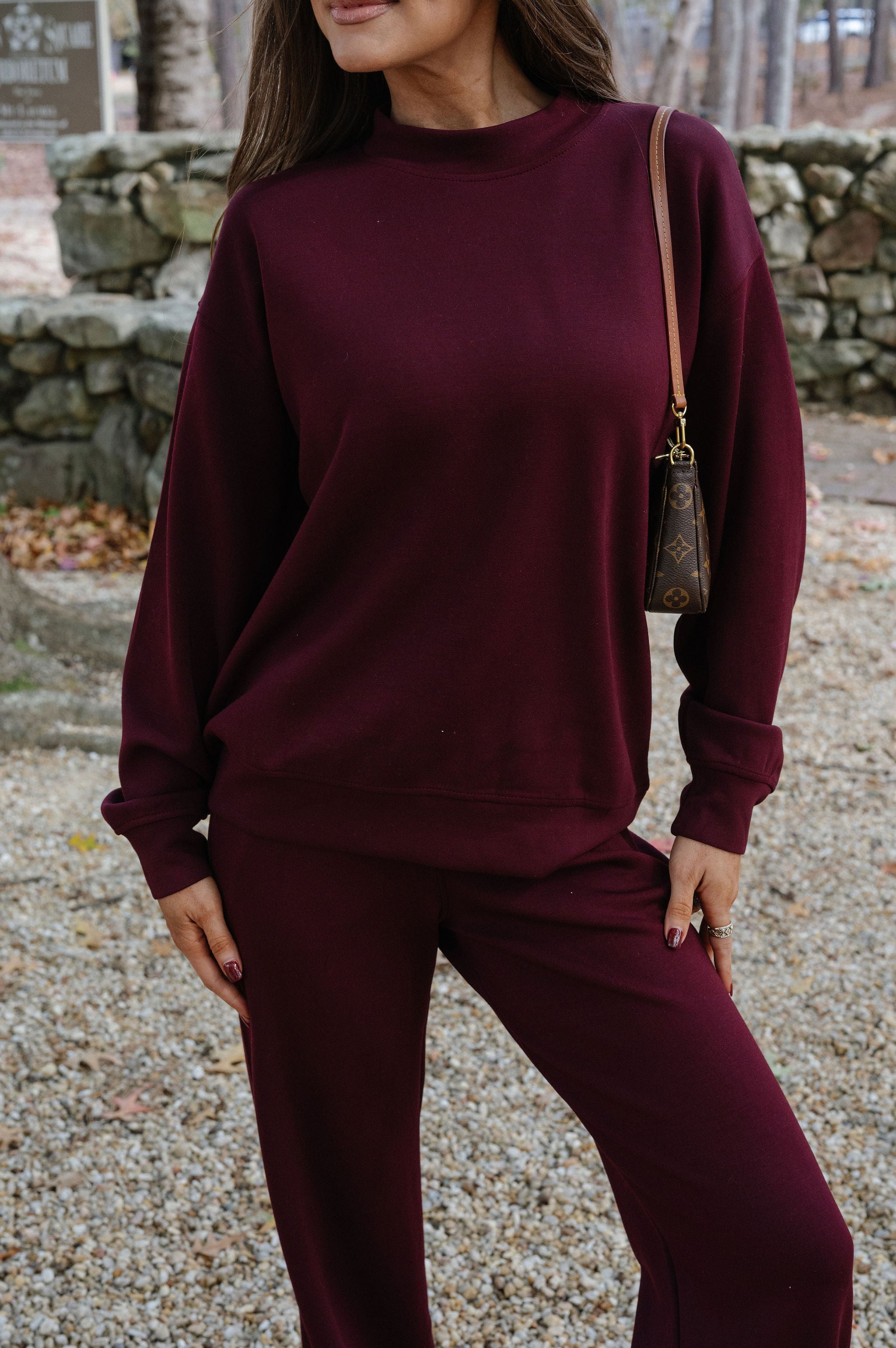 Nelson Scuba Pants Set-Dark Cherry