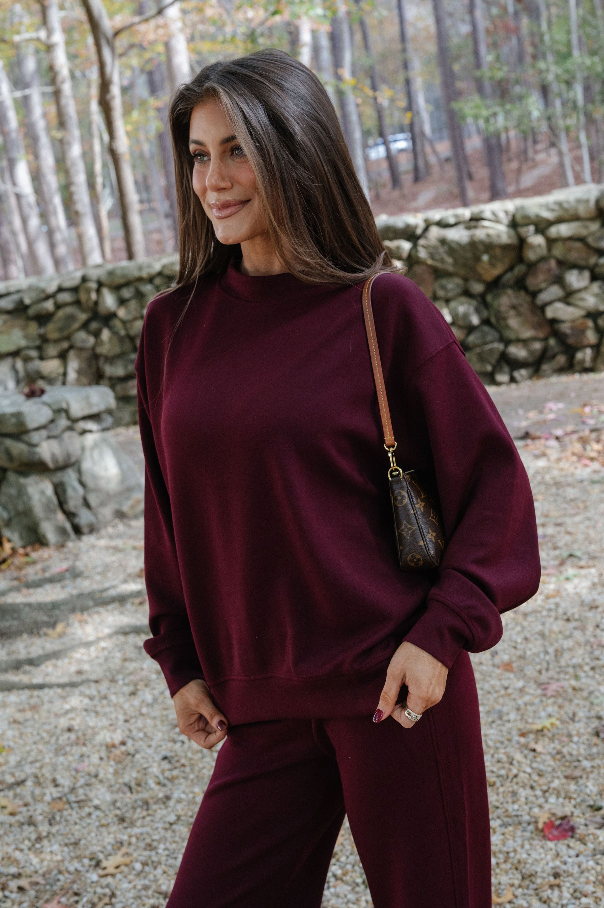 Nelson Scuba Pants Set-Dark Cherry