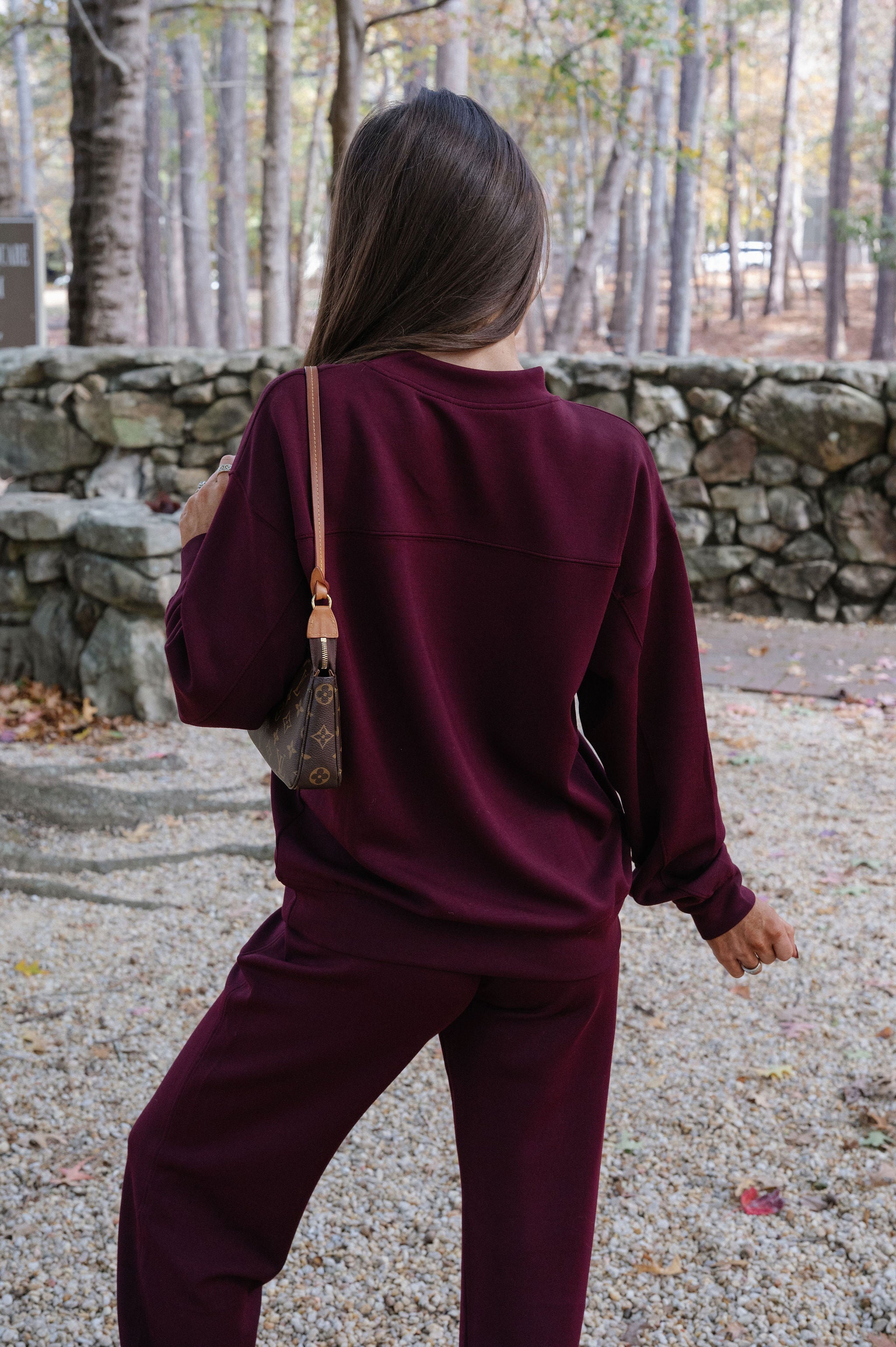 Nelson Scuba Pants Set-Dark Cherry