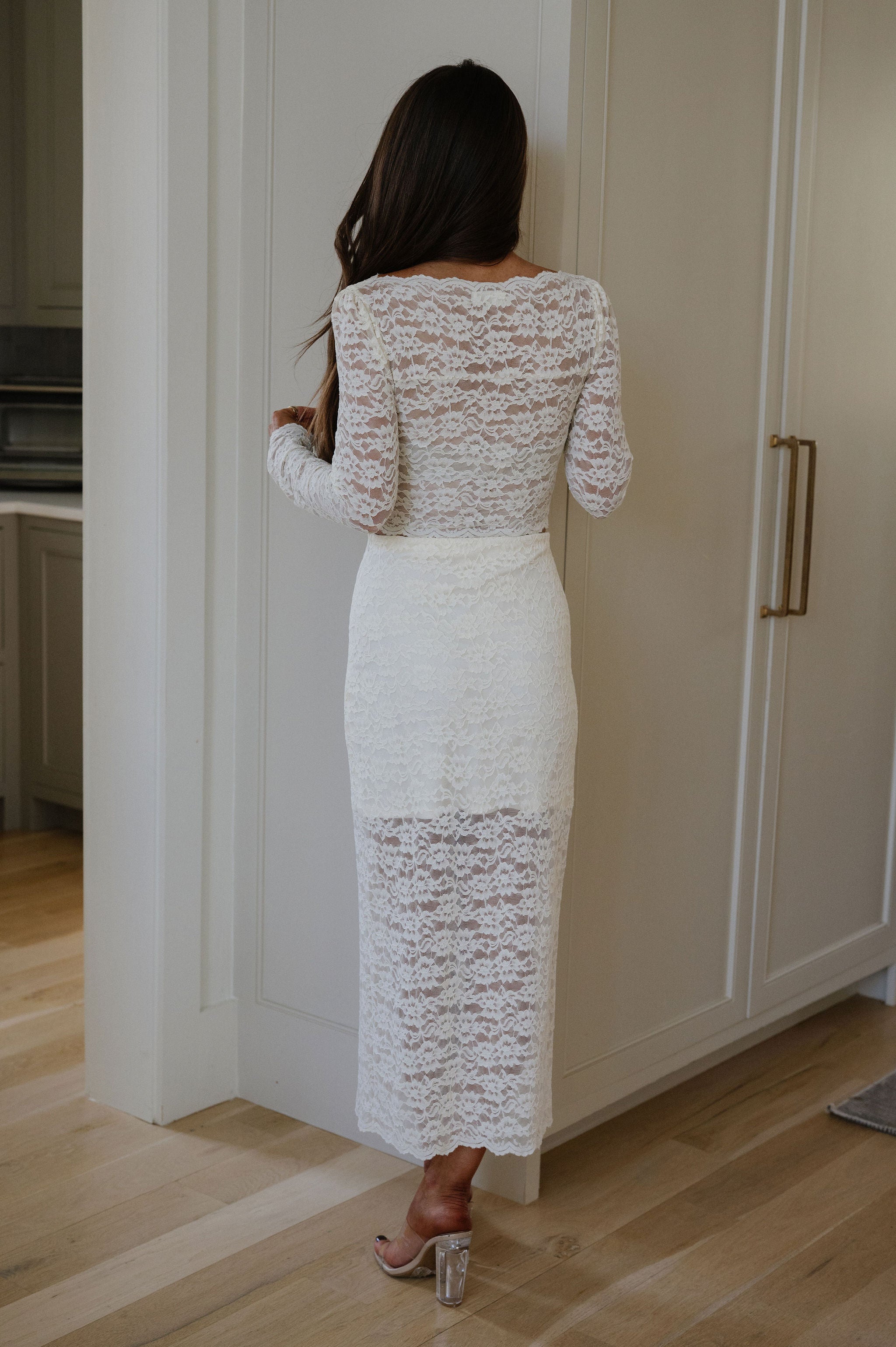 River Lace Skirt Set-Cream