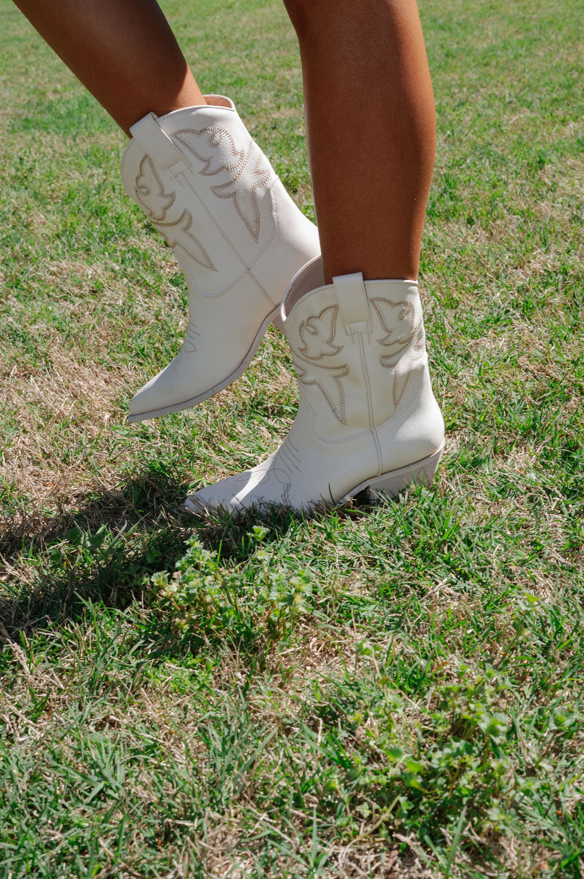 Claire Western Boots-Cream