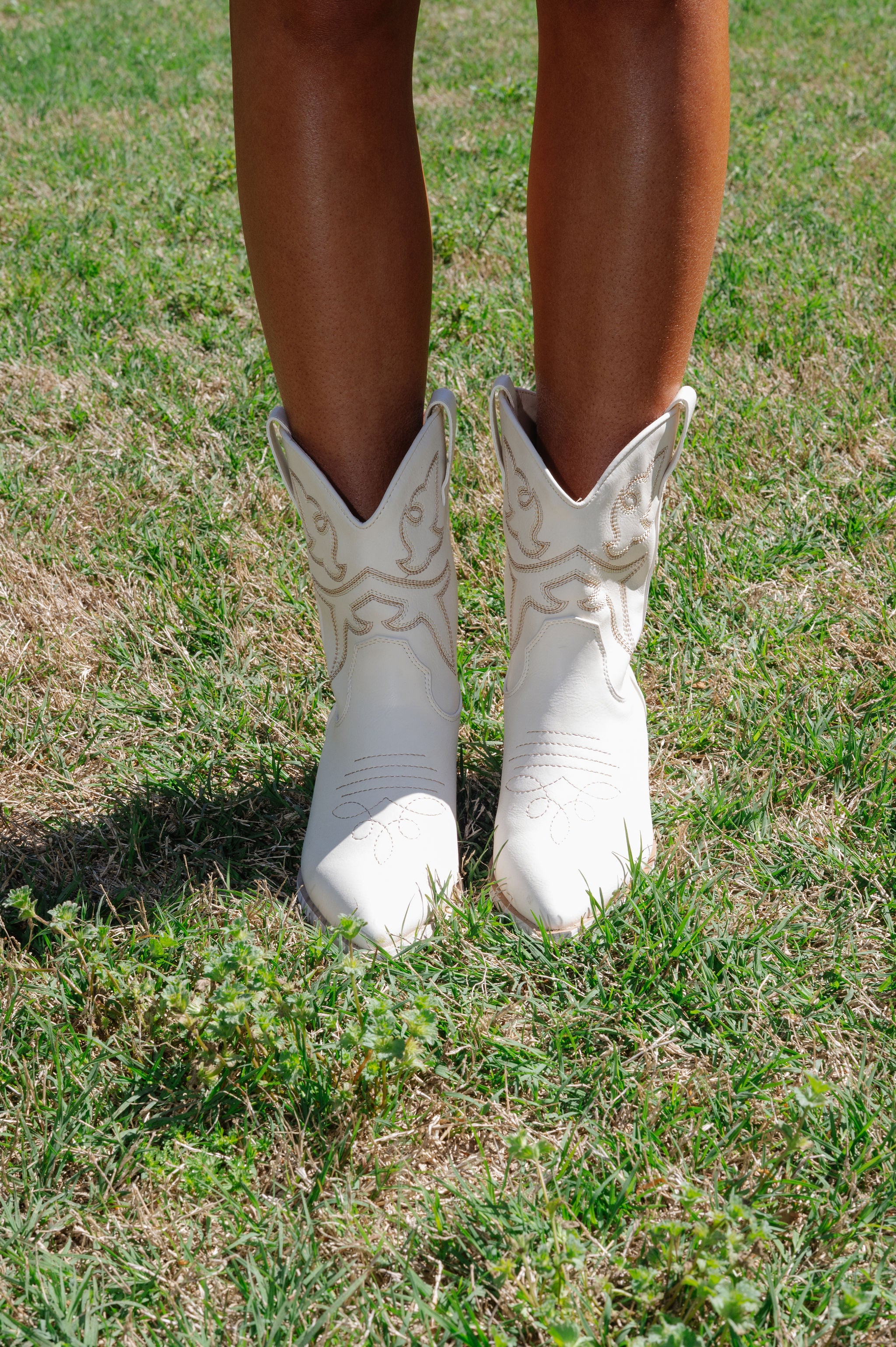 Claire Western Boots-Cream