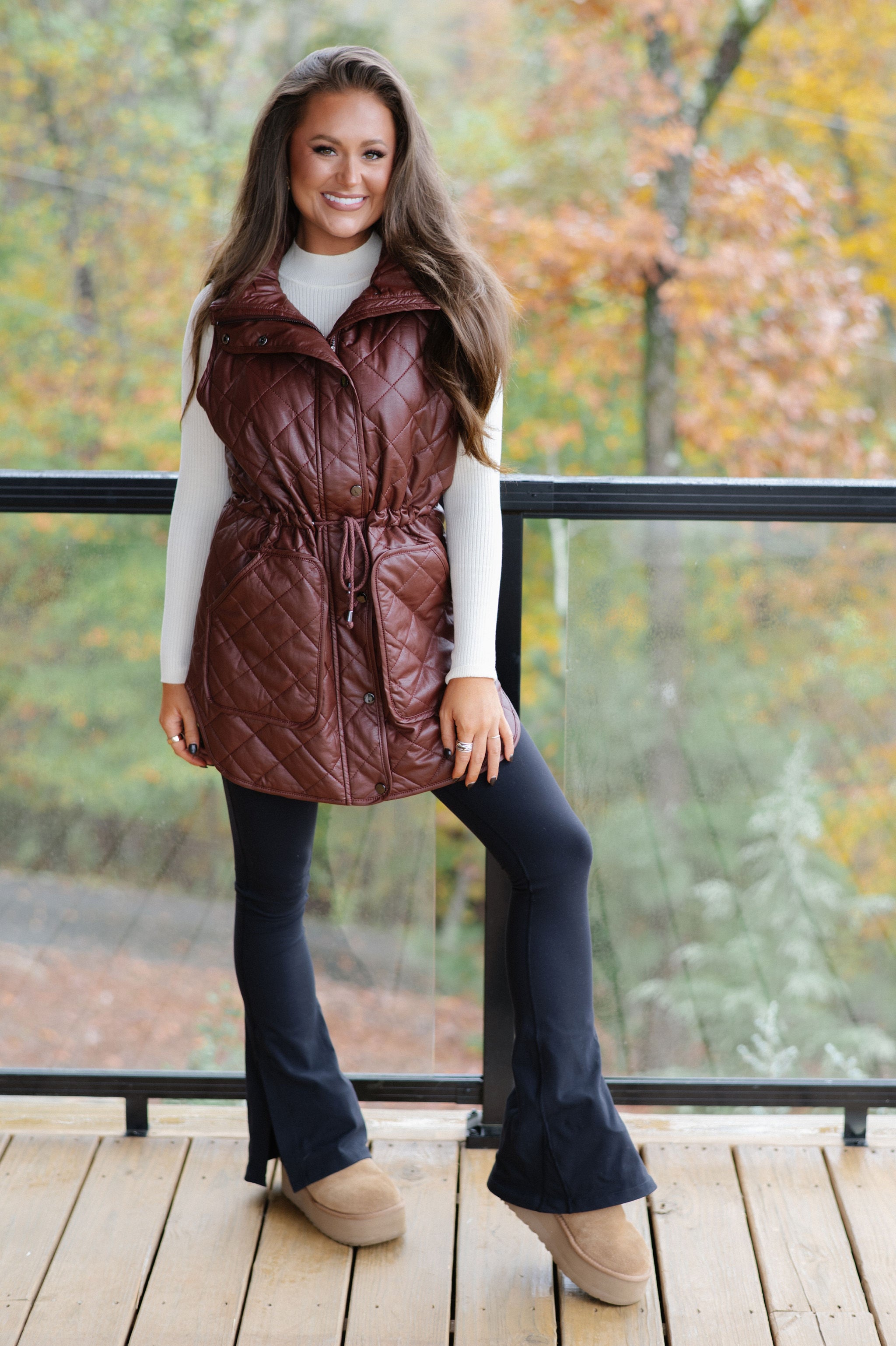 Harlow Puffer Vest-Brown