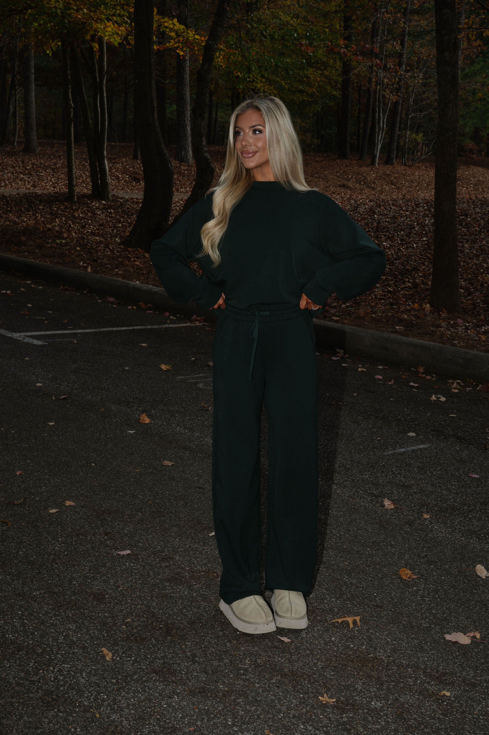 Nelson Scuba Pants Set-Dark Green