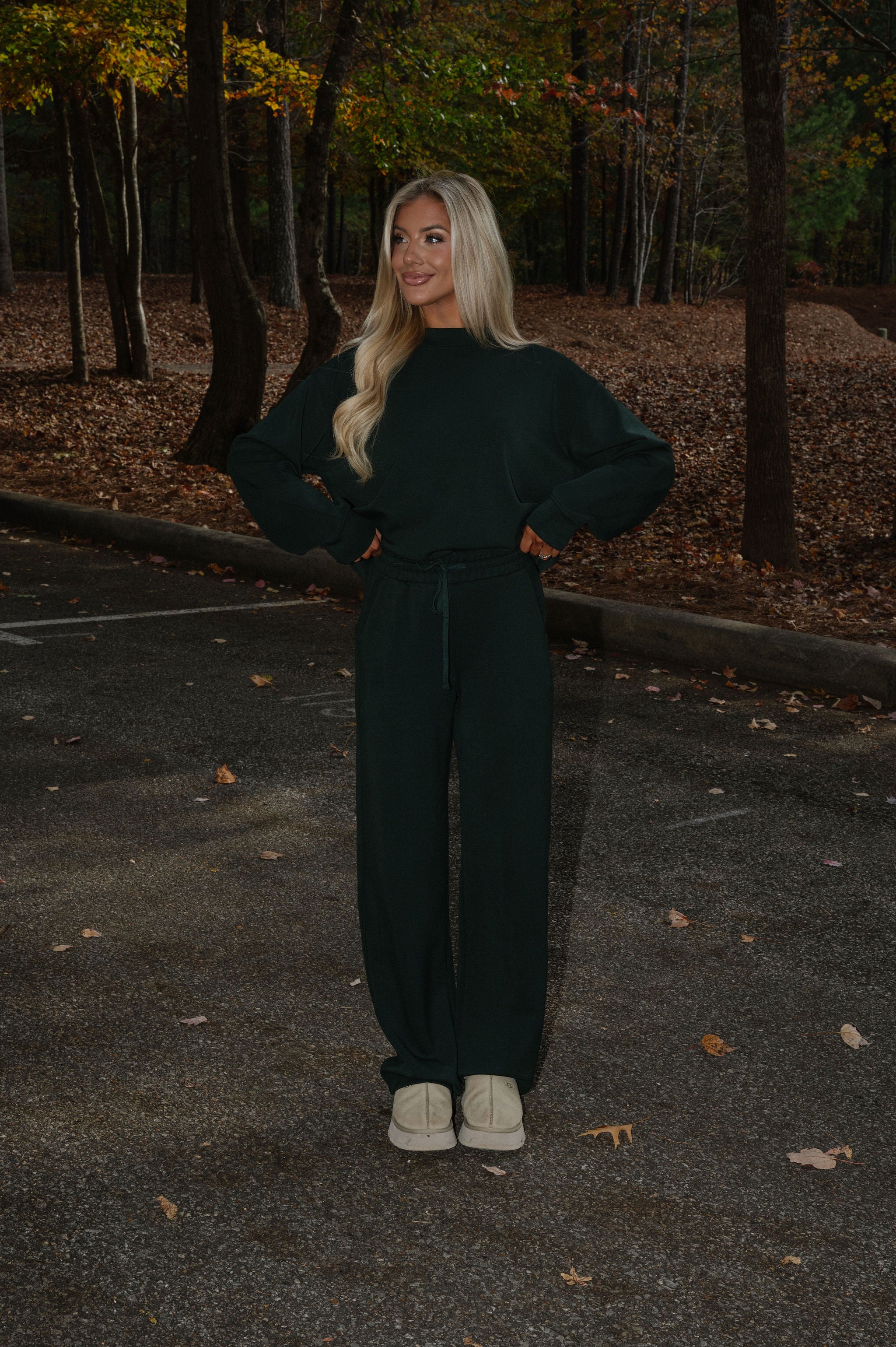 Nelson Scuba Pants Set-Dark Green