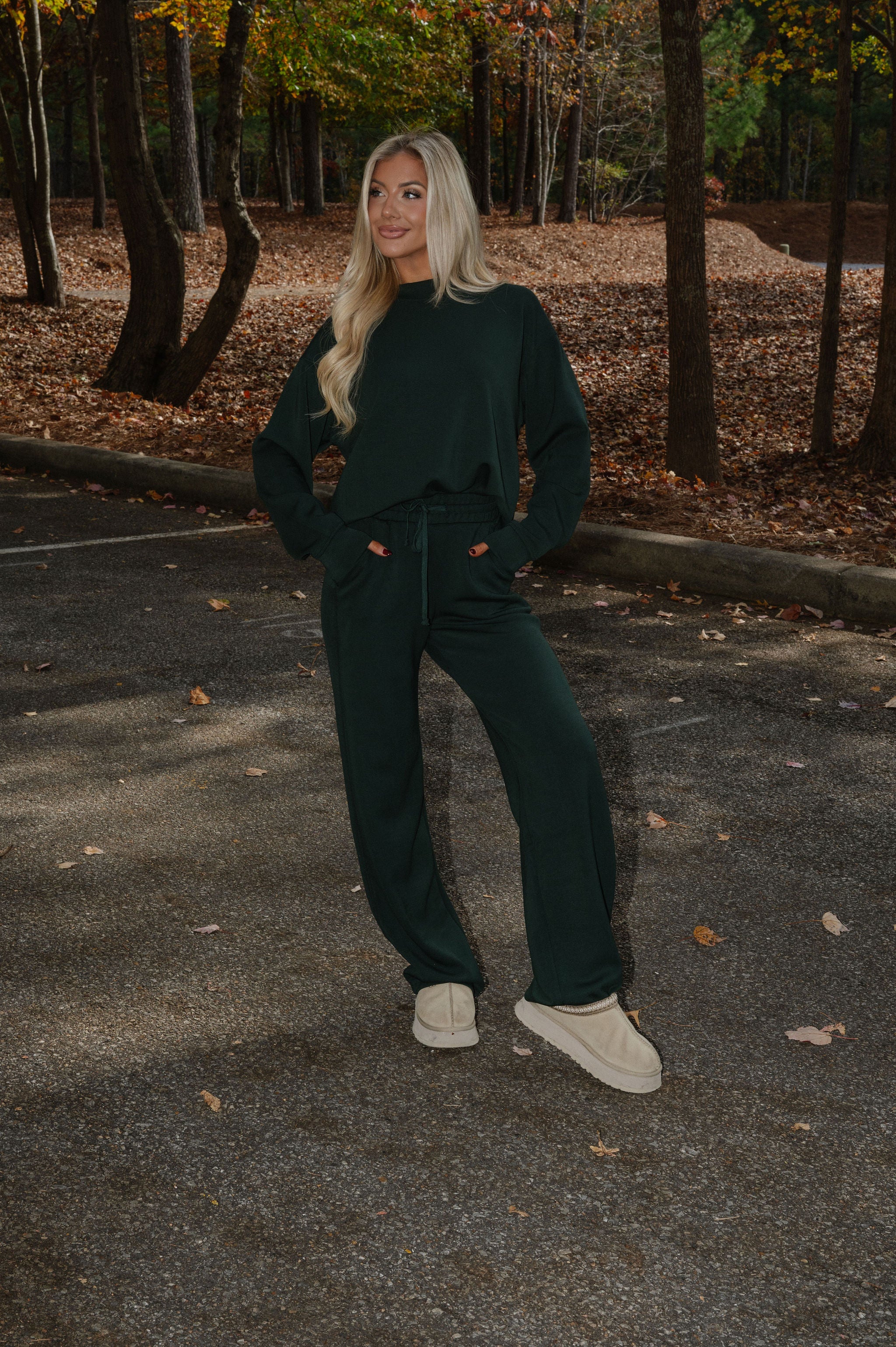 Nelson Scuba Pants Set-Dark Green