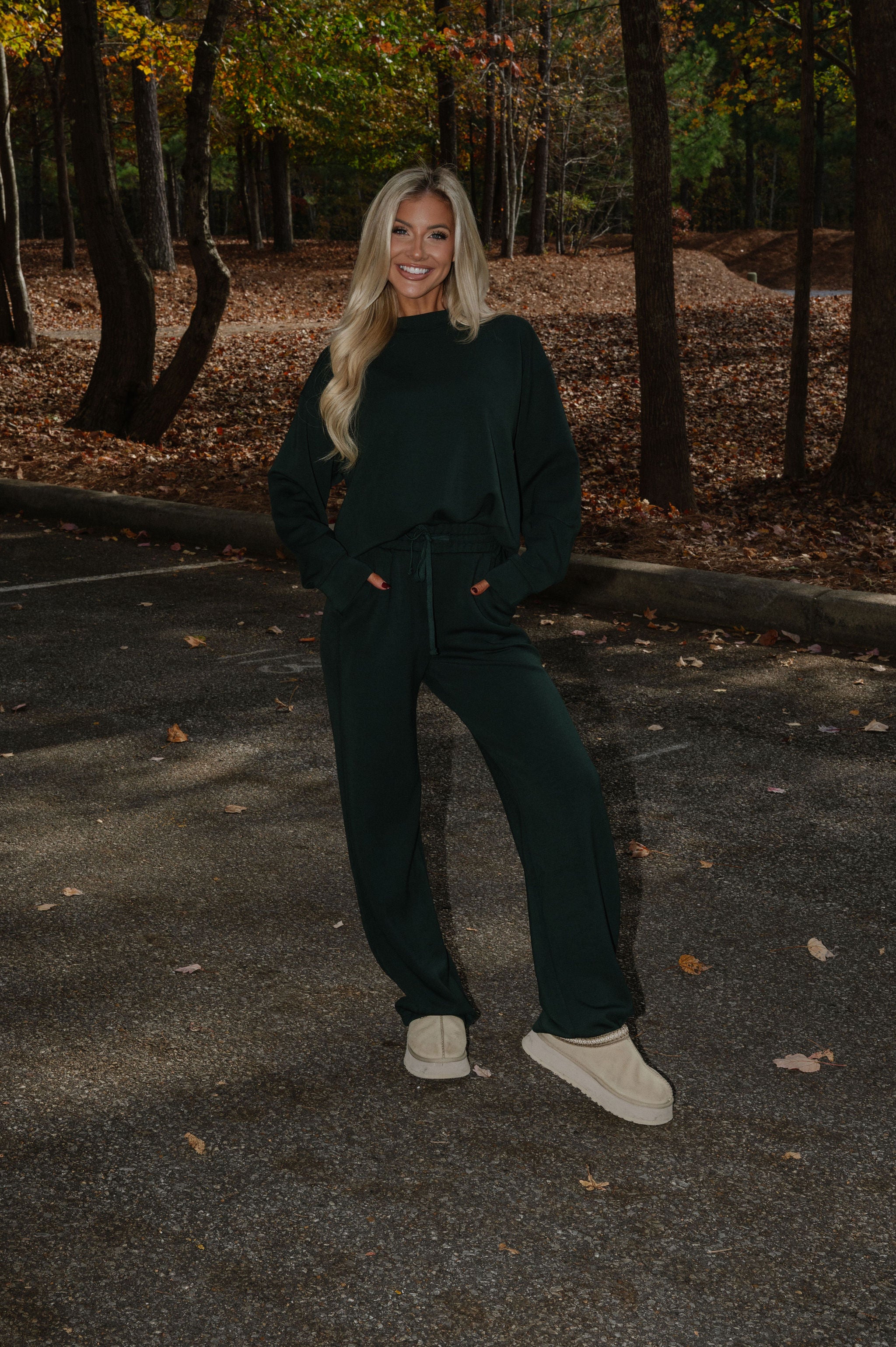 Nelson Scuba Pants Set-Dark Green