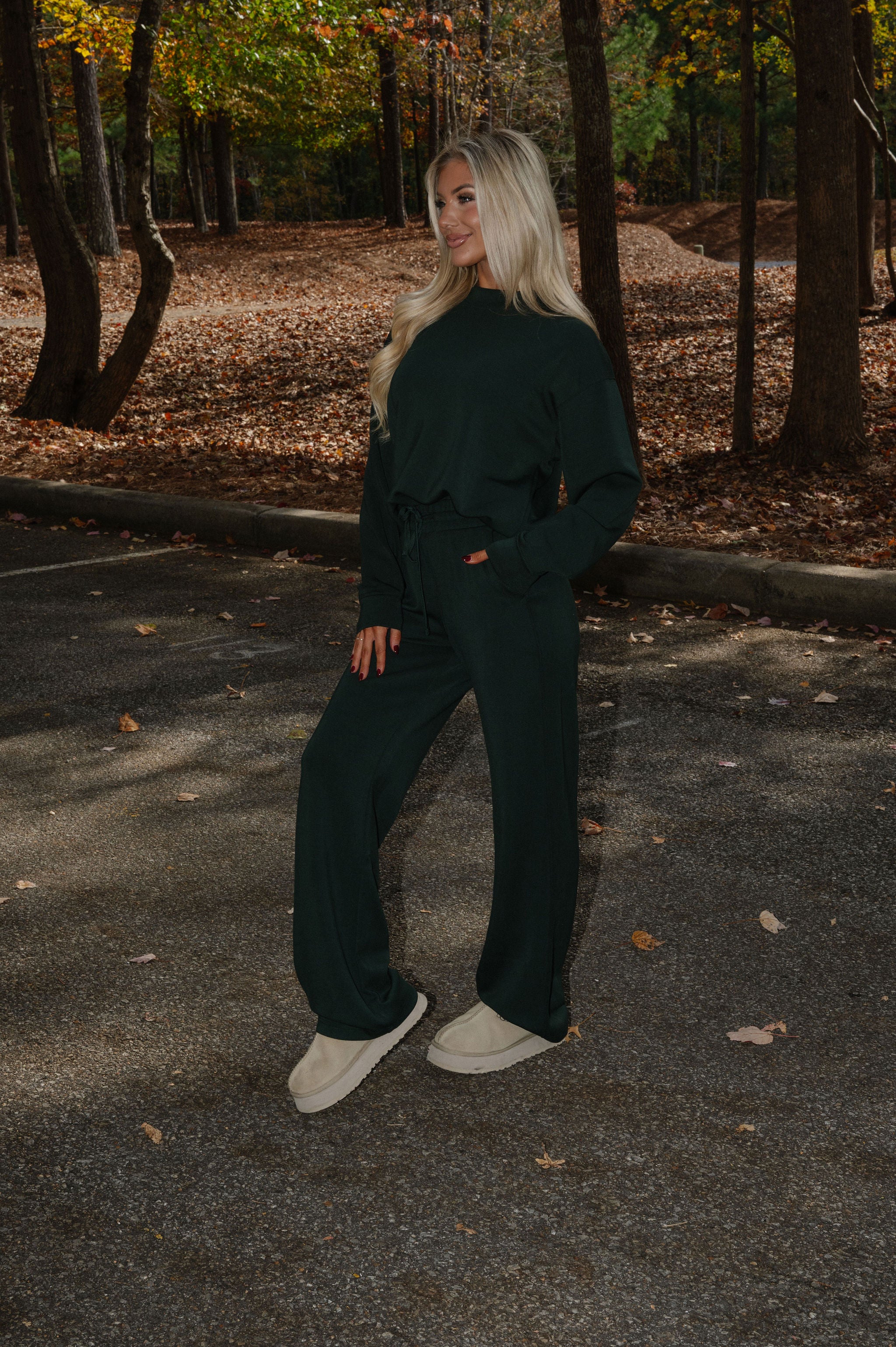 Nelson Scuba Pants Set-Dark Green