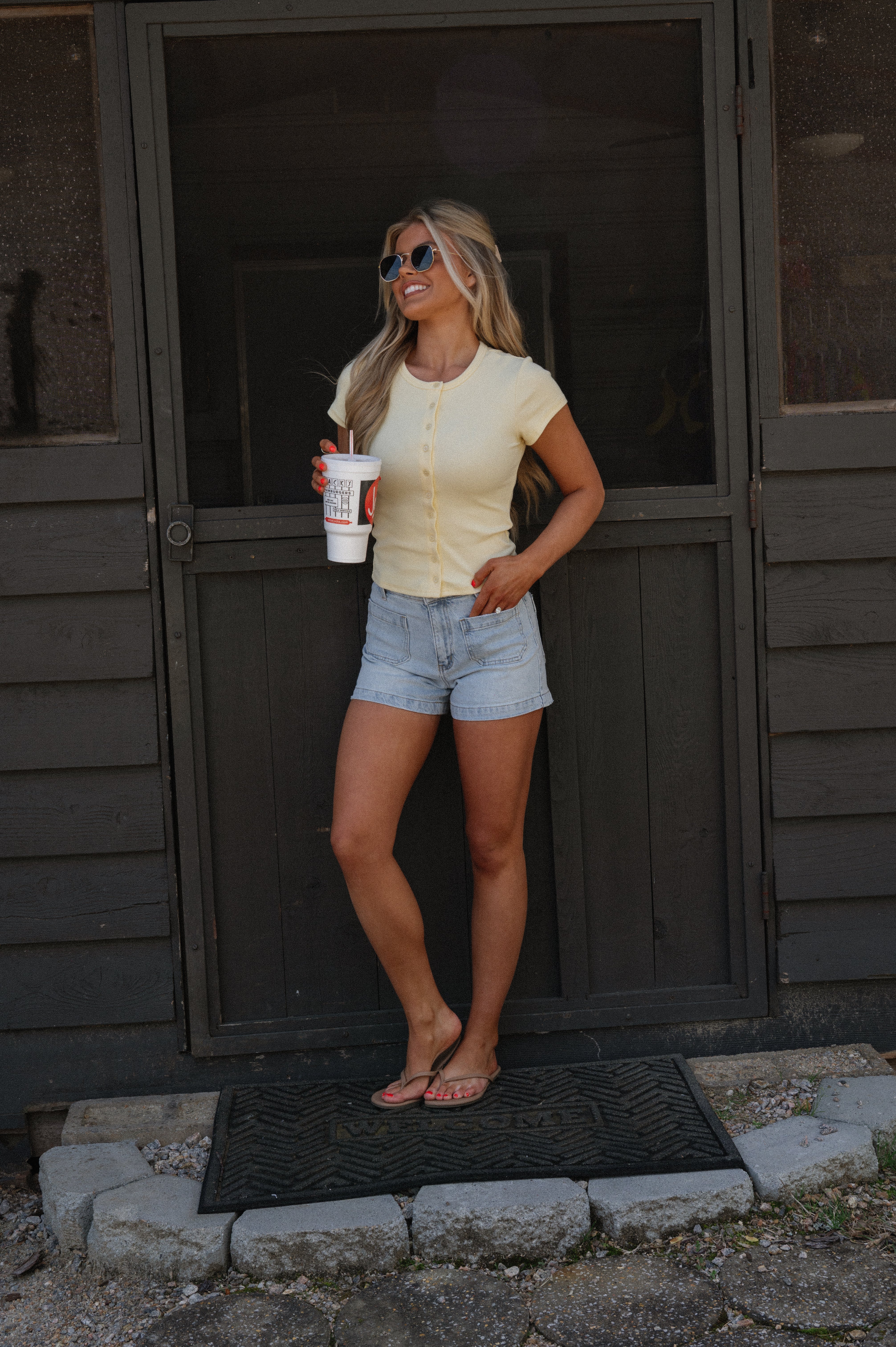 Madeline Ribbed Top-Light Yellow