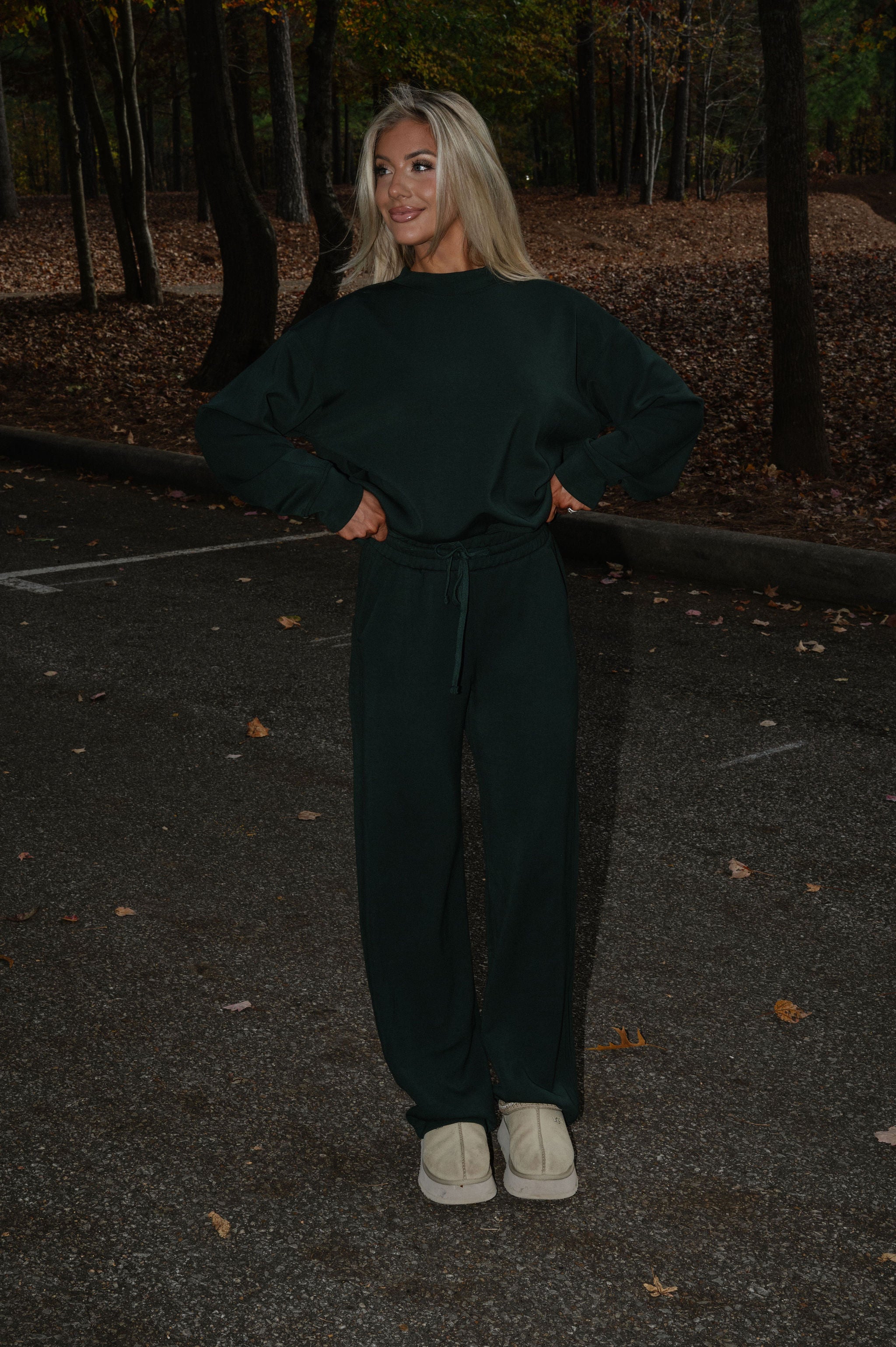 Nelson Scuba Pants Set-Dark Green