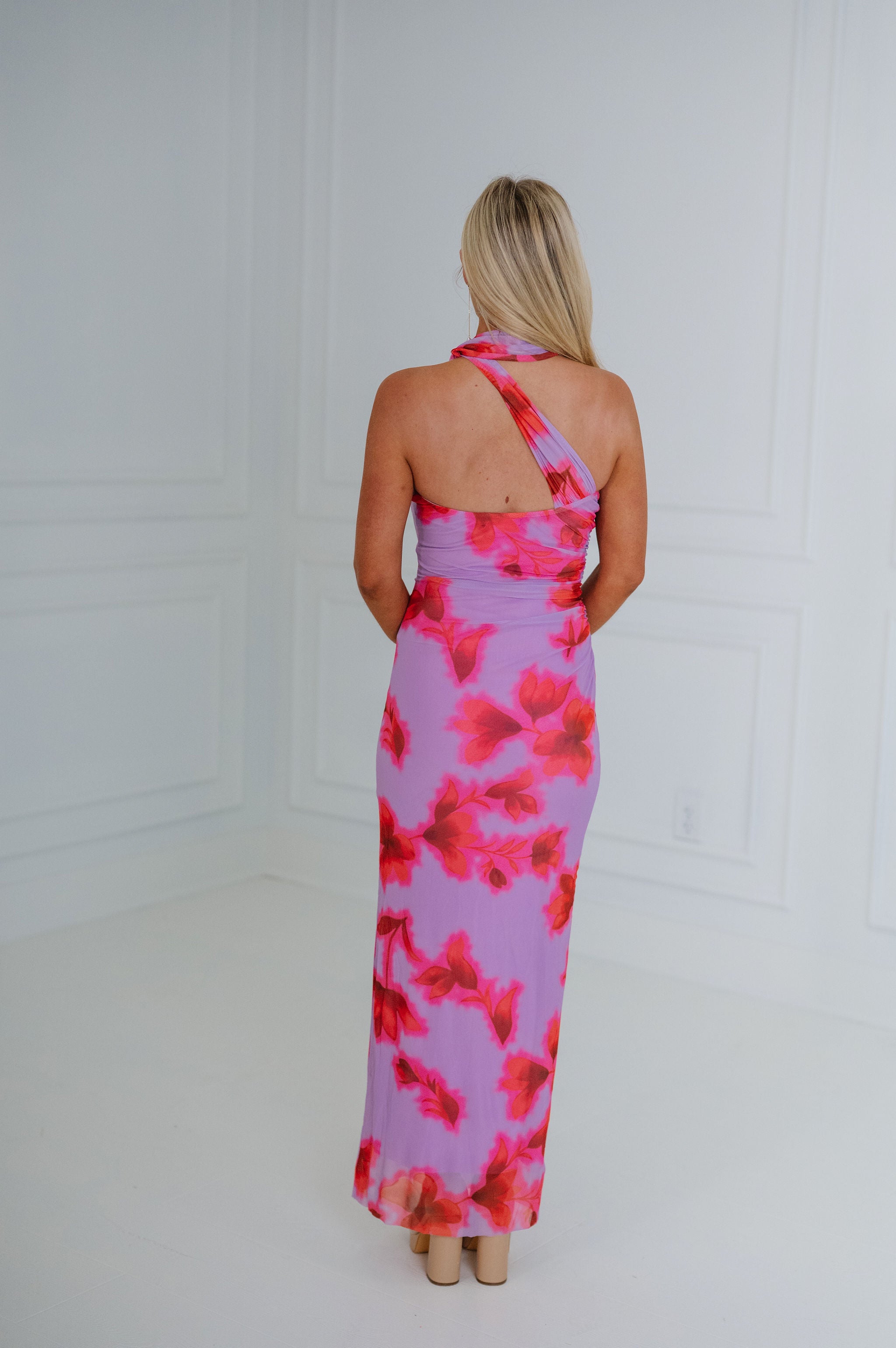 Dani One Shoulder Maxi Dress-Purple Multi