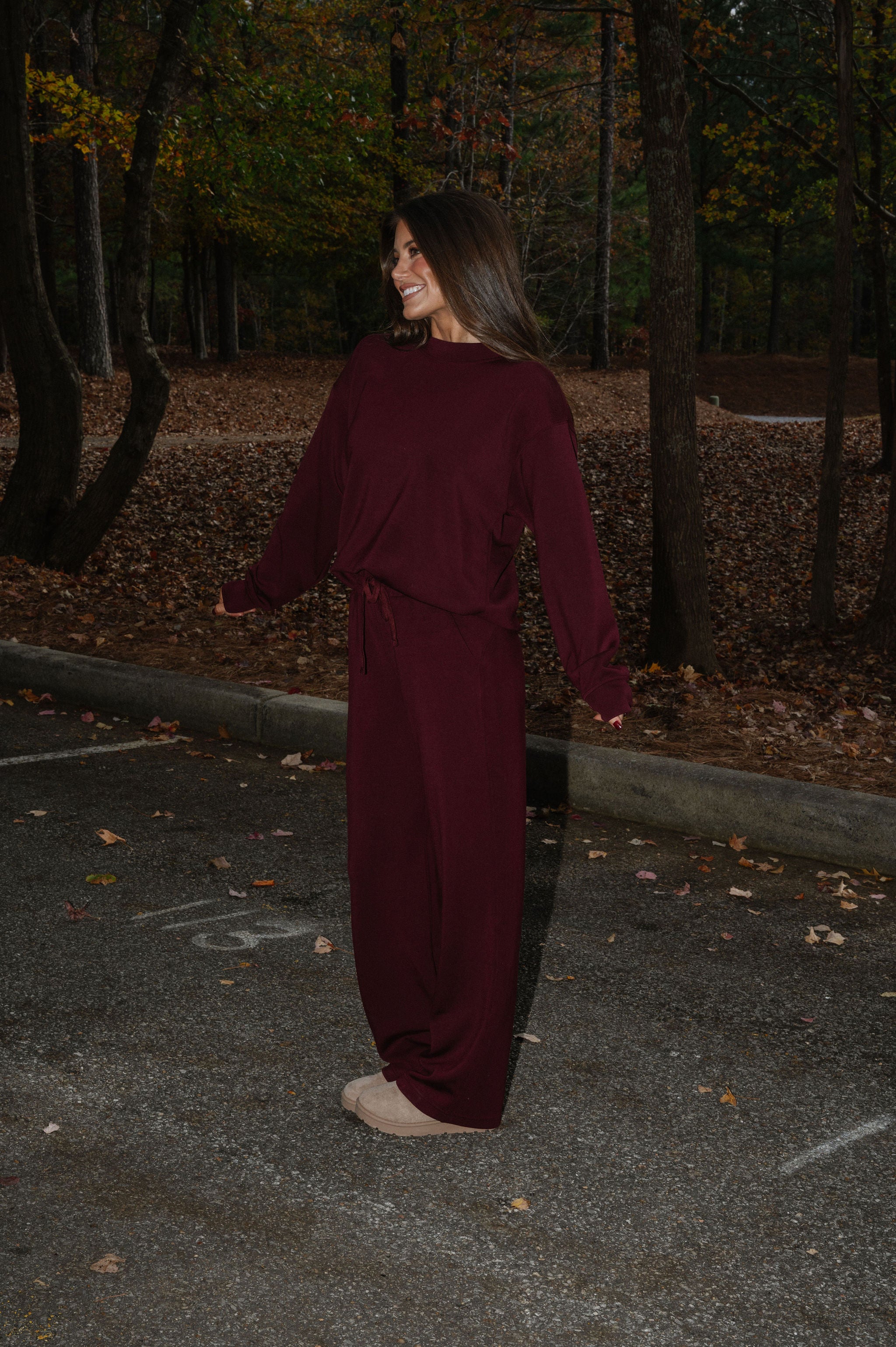 Nelson Scuba Pants Set-Dark Cherry