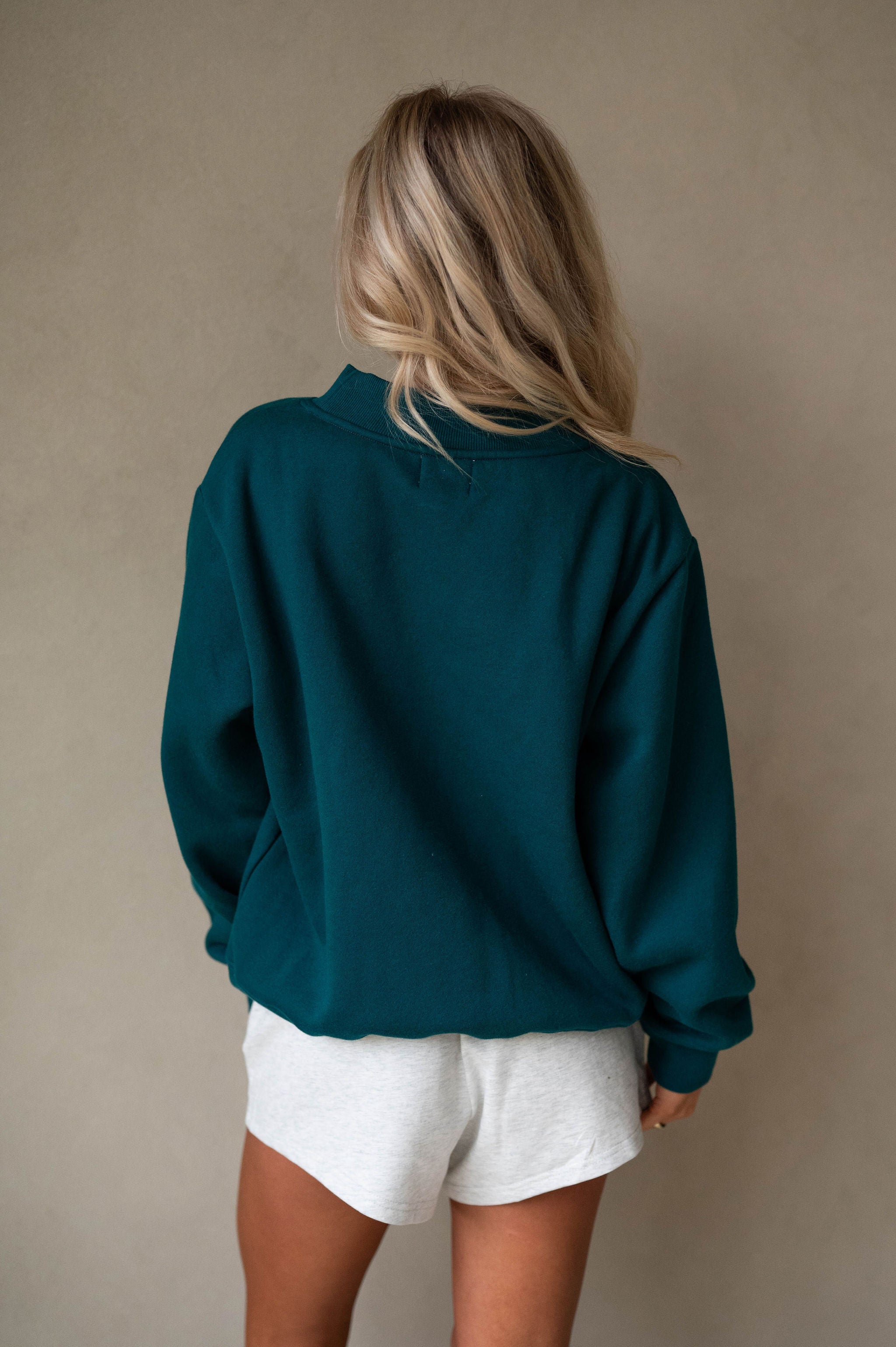 Millie Mock Neck Sweatshirt-Dark Teal