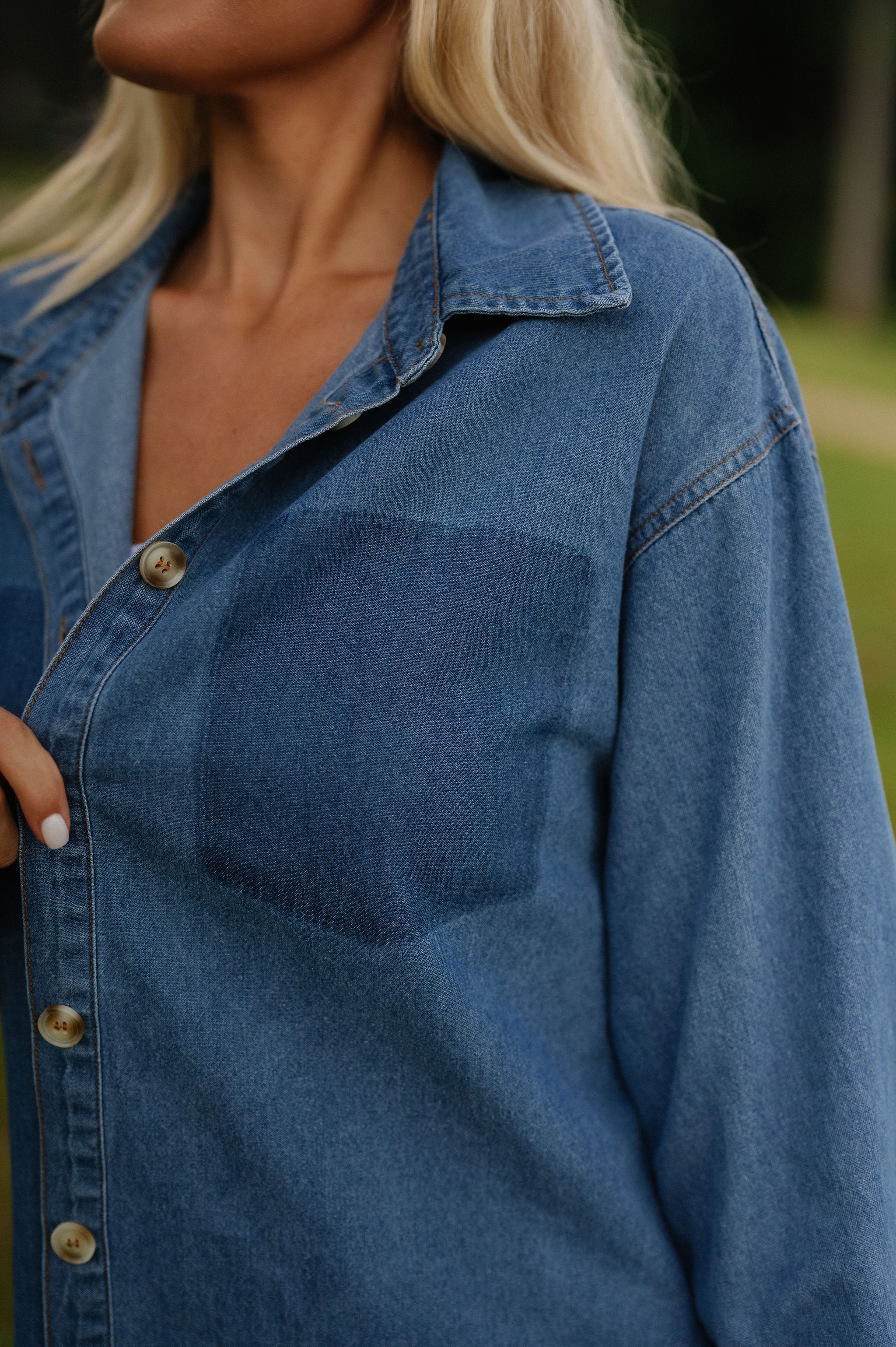 Shadow Pocket Buttoned Shirt-Coastal Blue