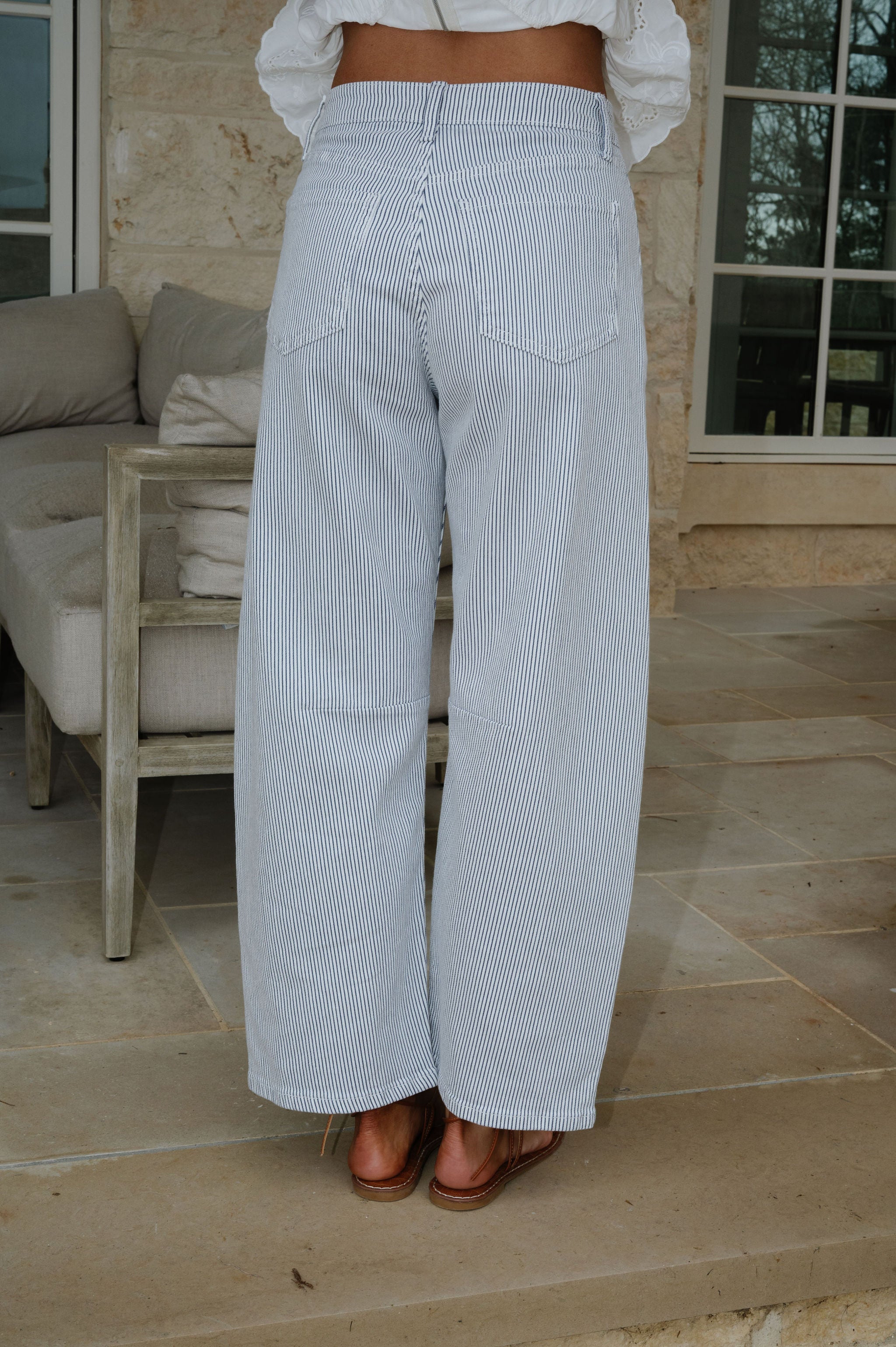 Loren Barrel Pants-Stripe