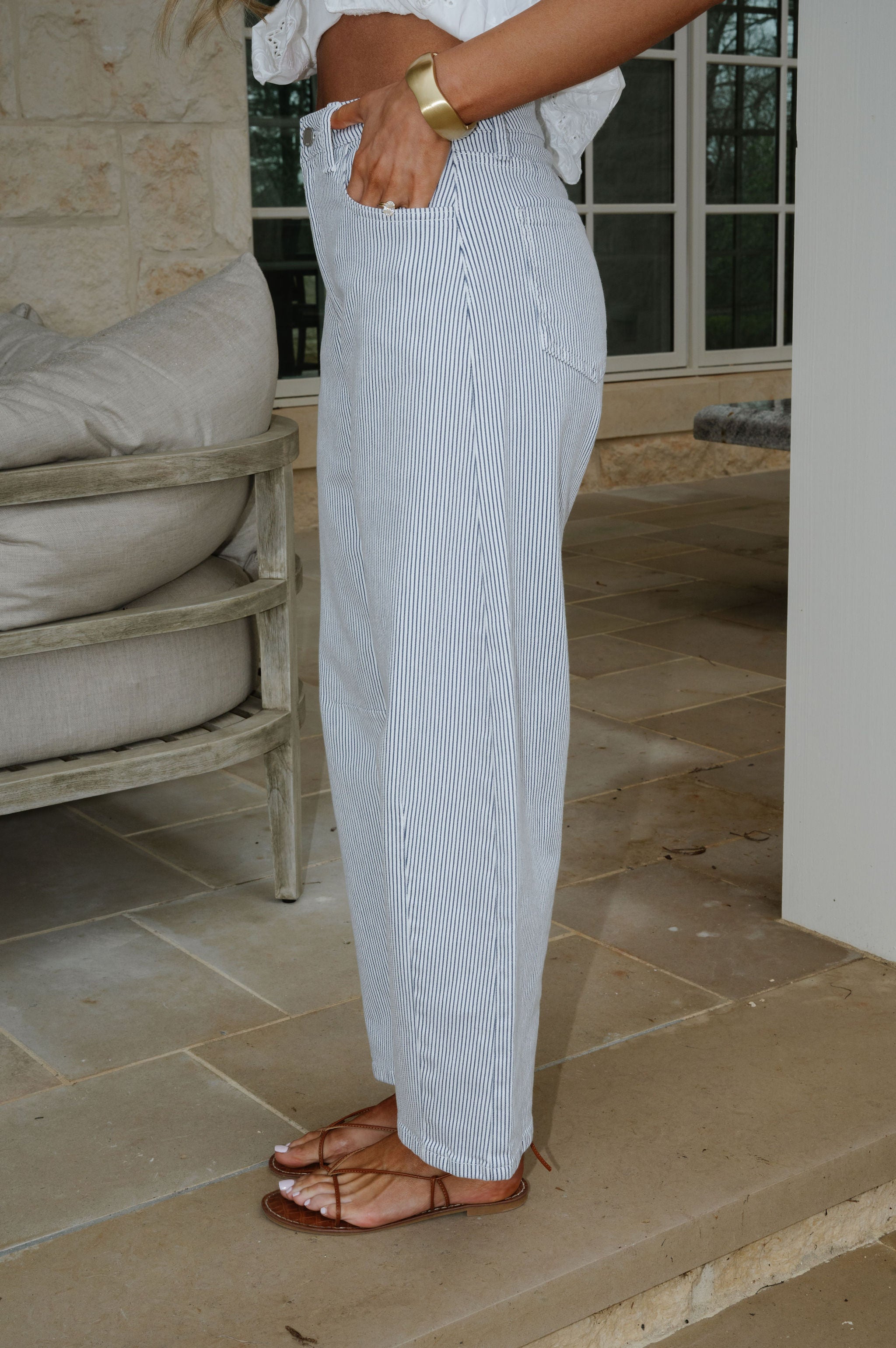 Loren Barrel Pants-Stripe
