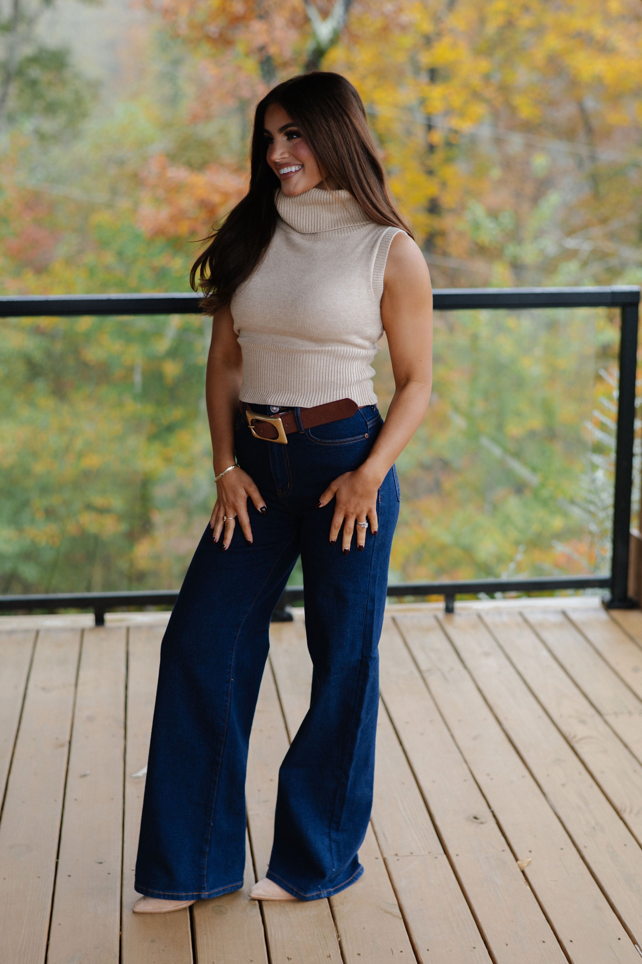 Rubie Sleeveless Turtleneck-Beige