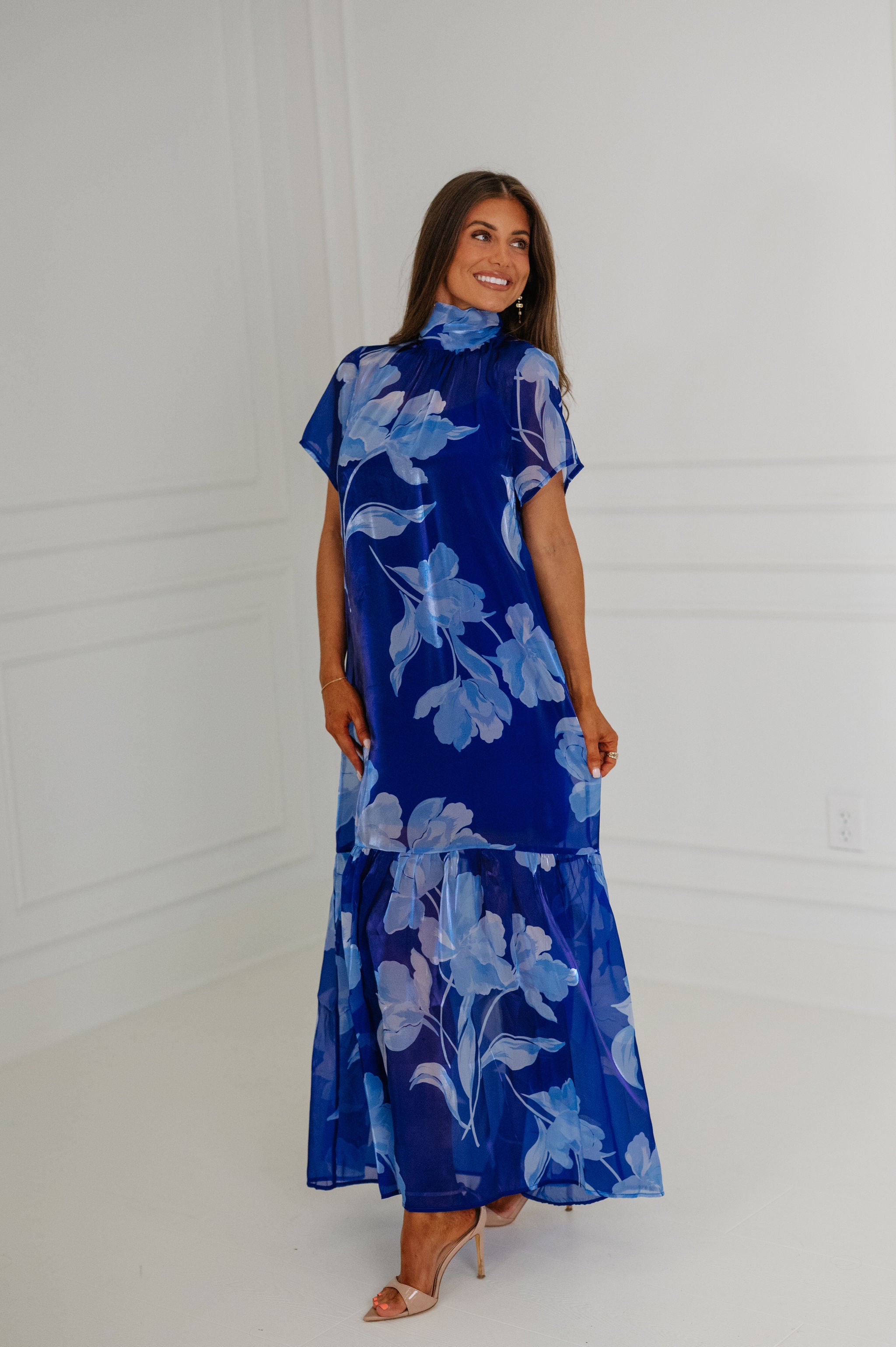 navy blue organza dress Embellished Organza Dress with Sculpted Bodice Navy / US 8