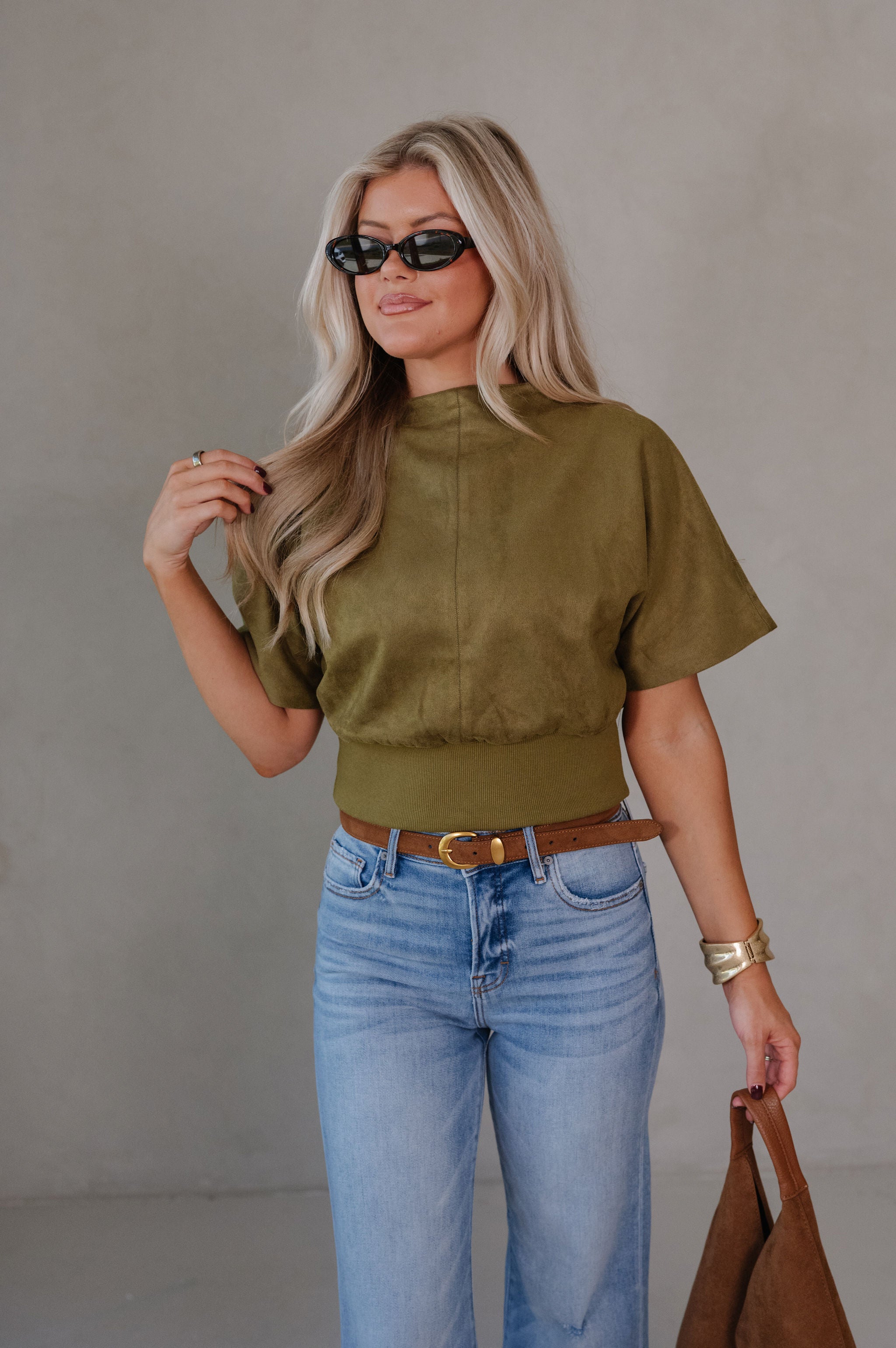 Lena Sleeved Top- Olive