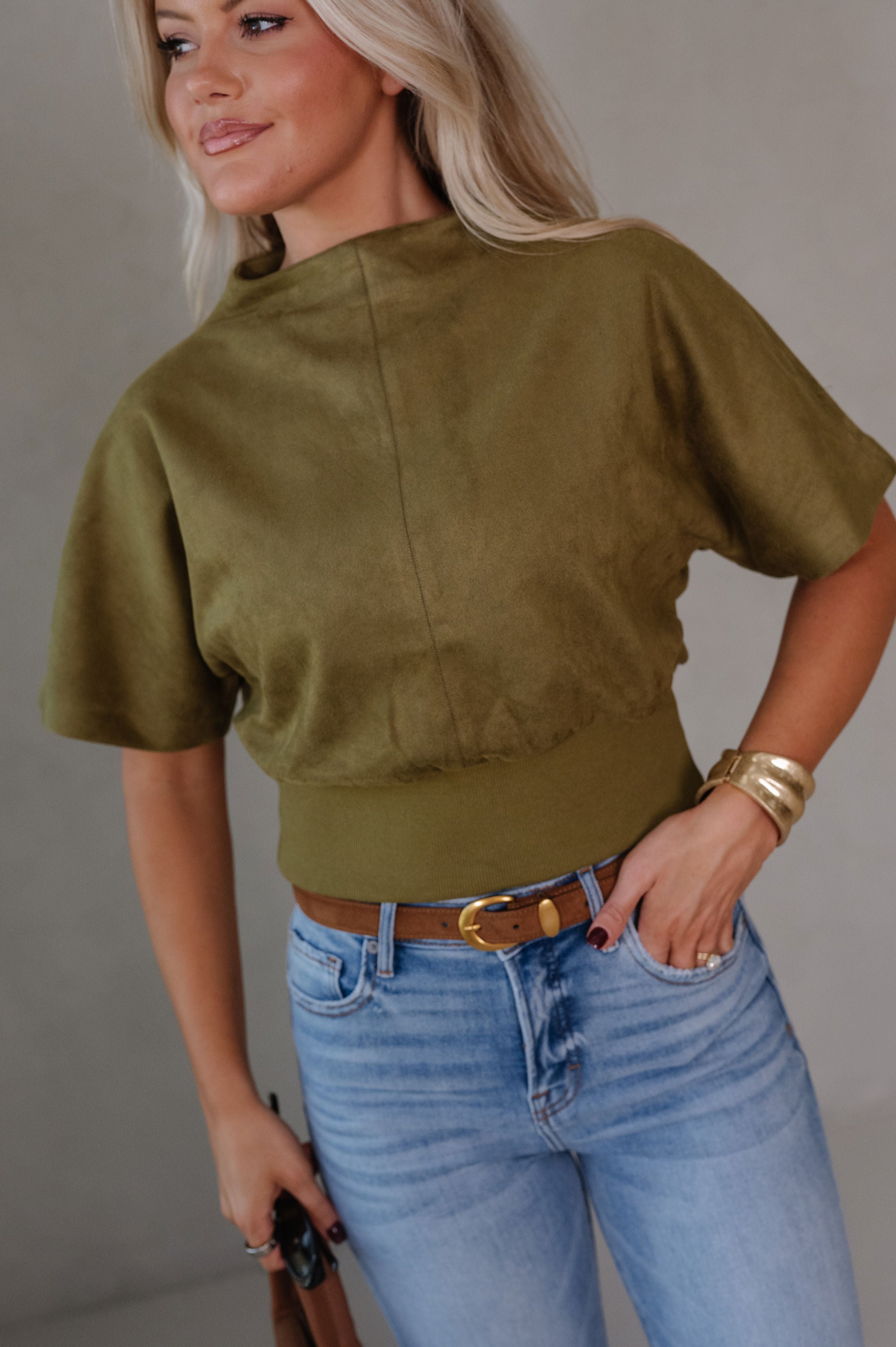 Lena Sleeved Top- Olive