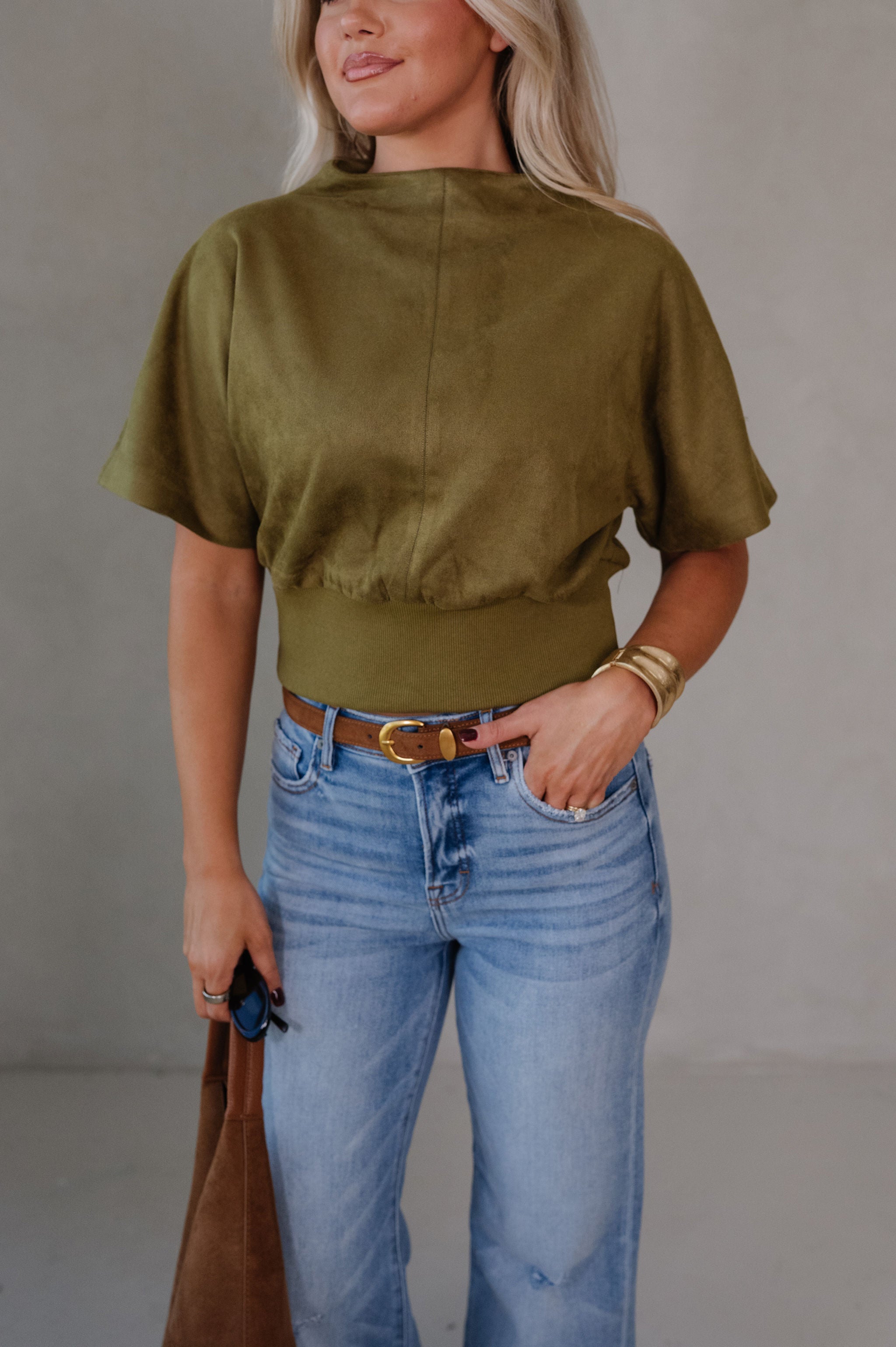 Lena Sleeved Top- Olive