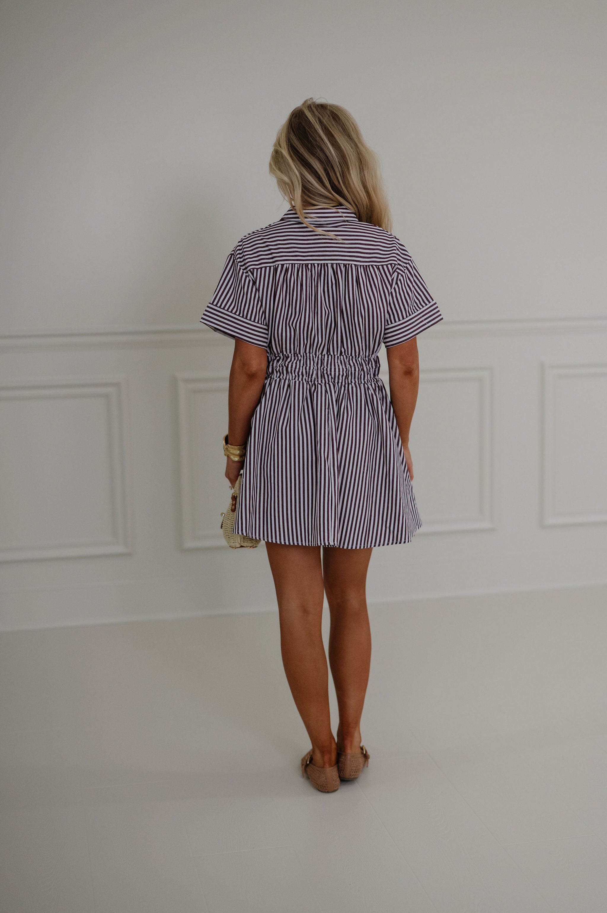 Holly Collared Mini Dress-Brown