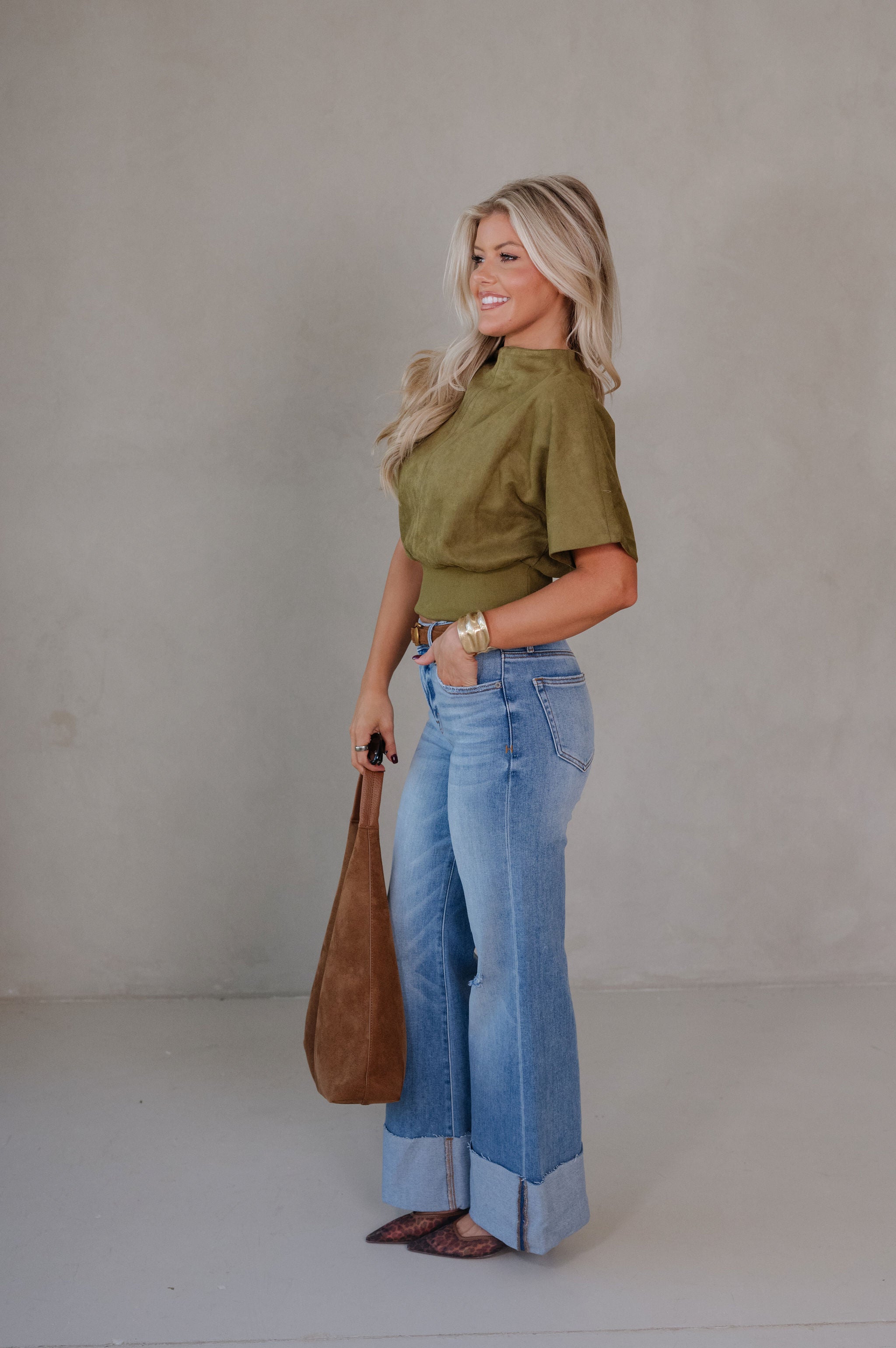 Lena Sleeved Top- Olive