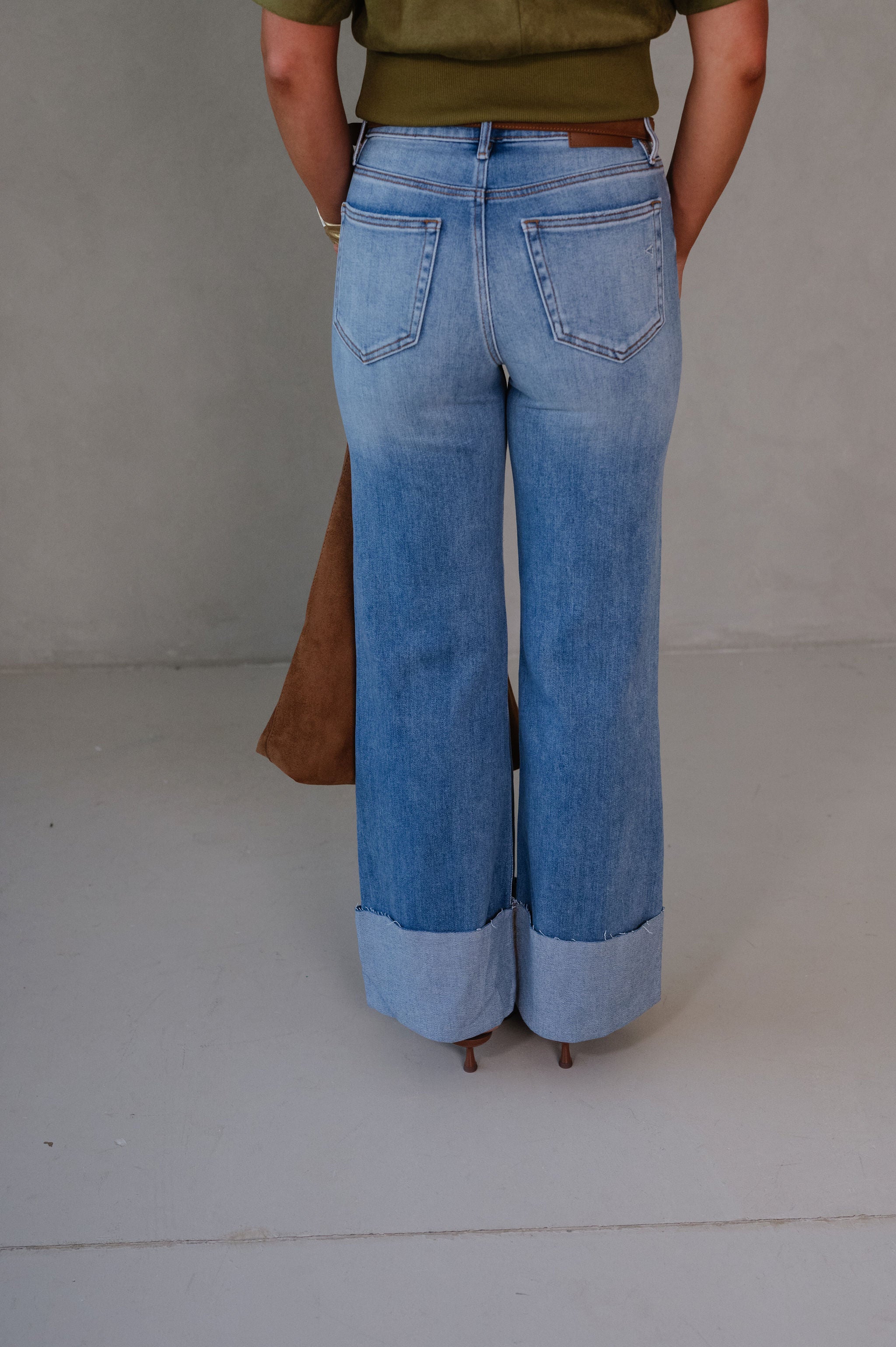 High Rise Cuffed Flare Jean-Medium