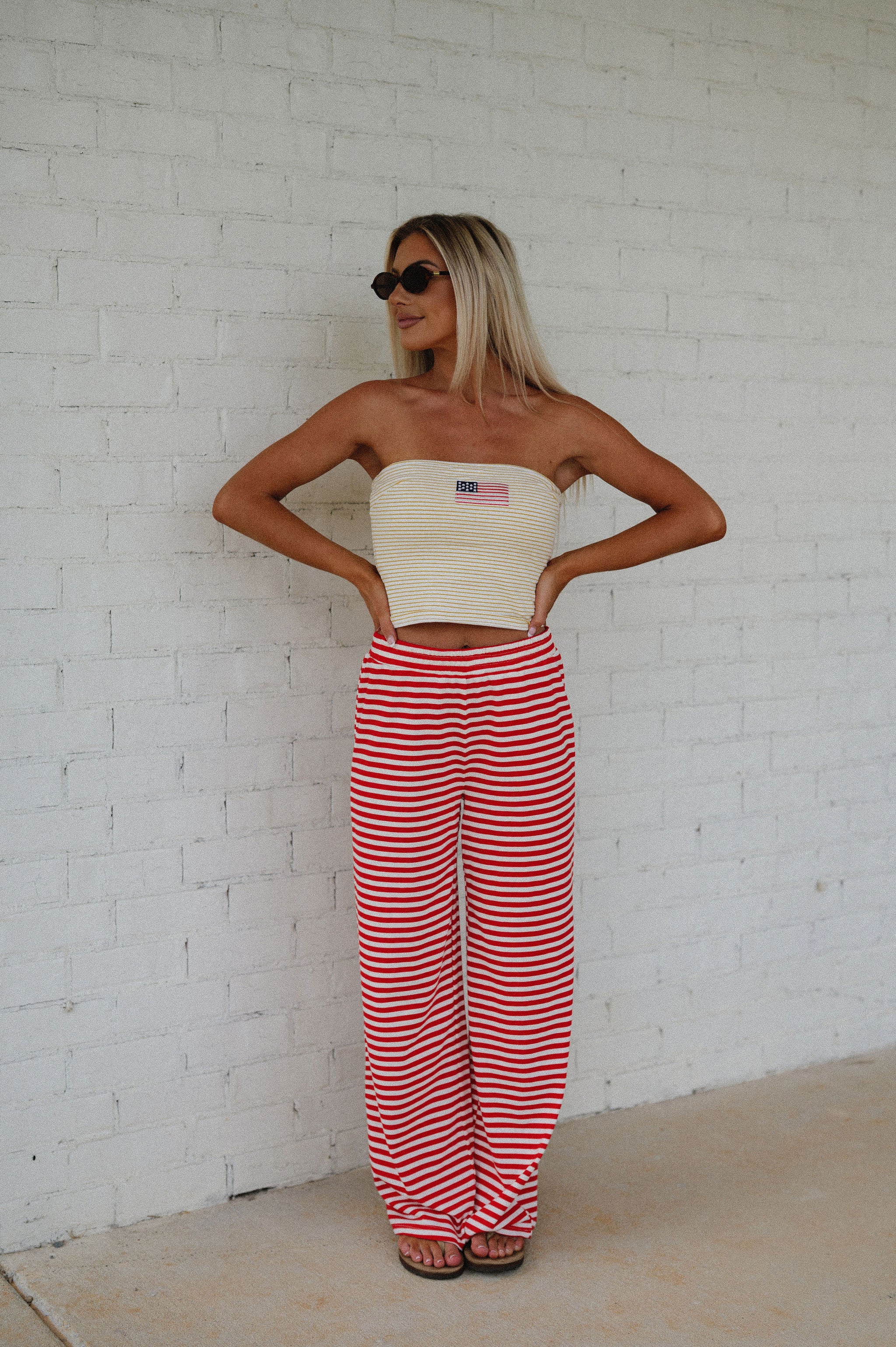 Bennett Striped Pants- Red