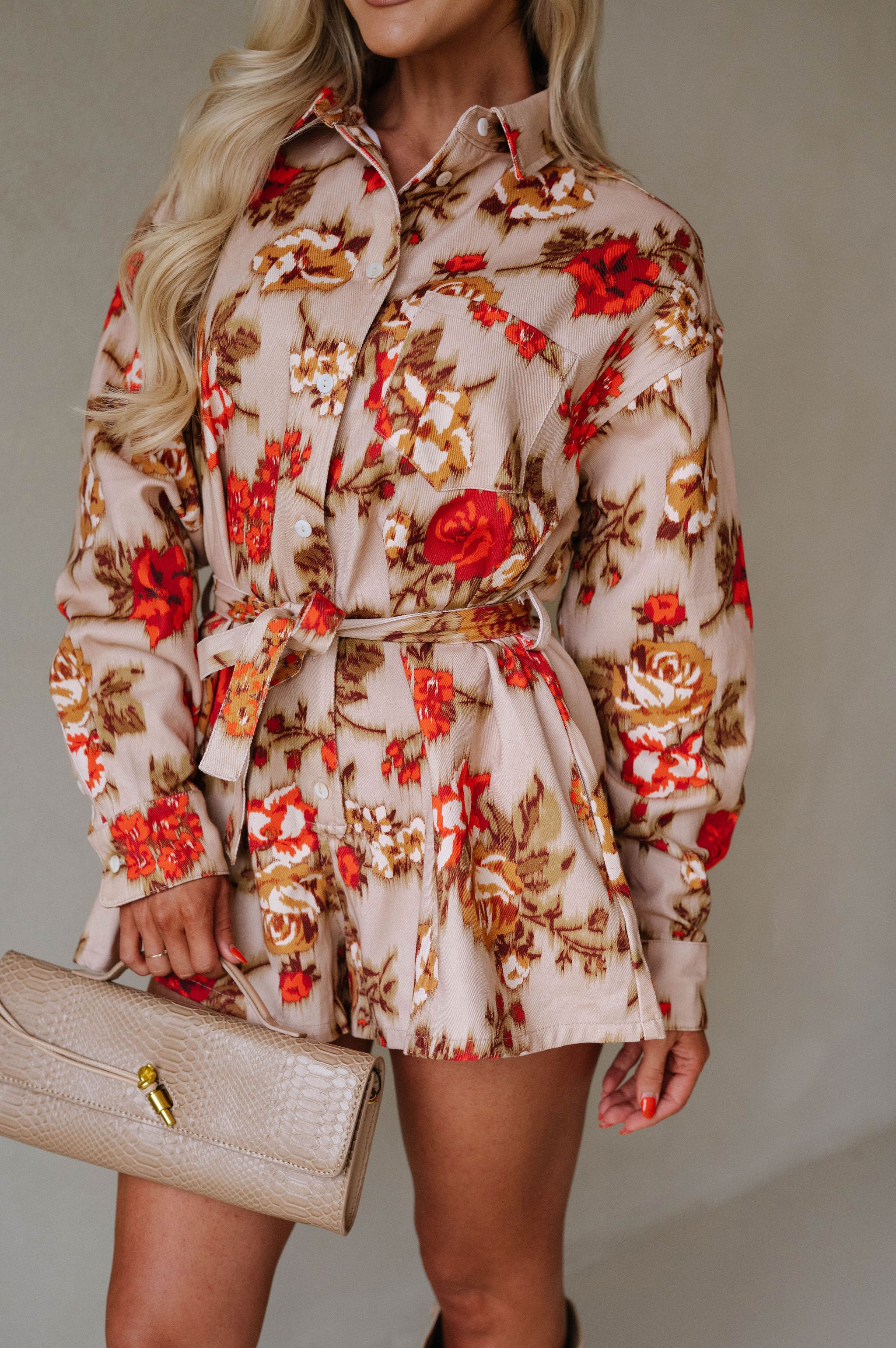 Kenny Romper-Taupe/Red