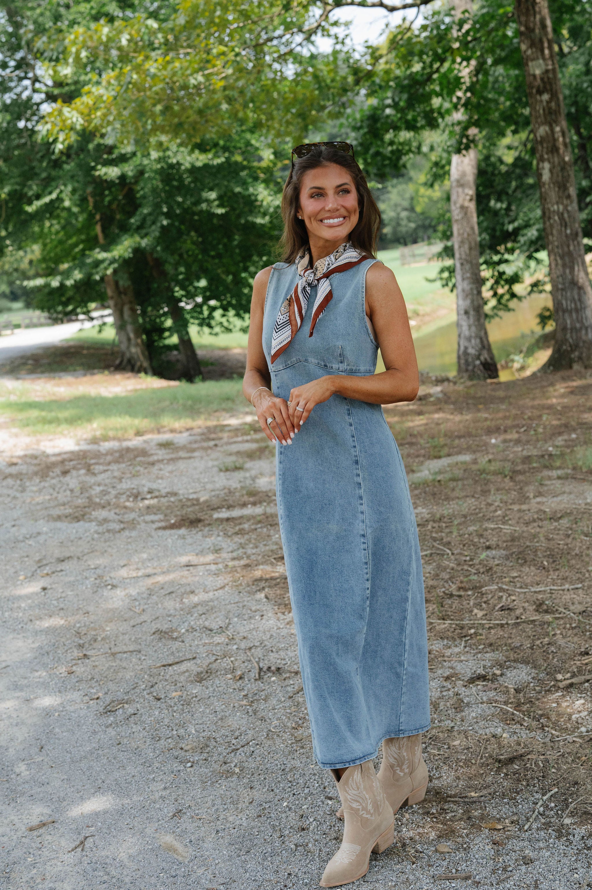 Gisela Denim Midi Dress-Light Wash