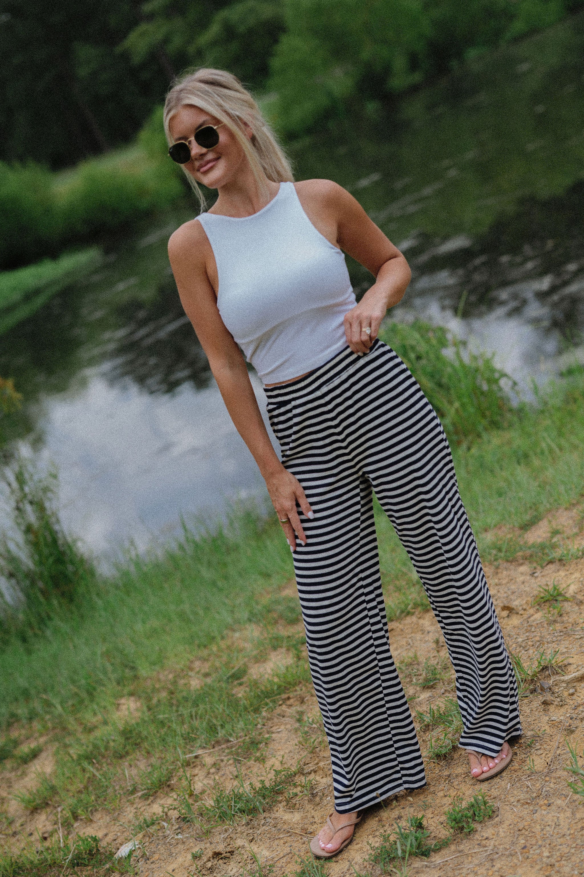 Bennett Striped Pants- Navy