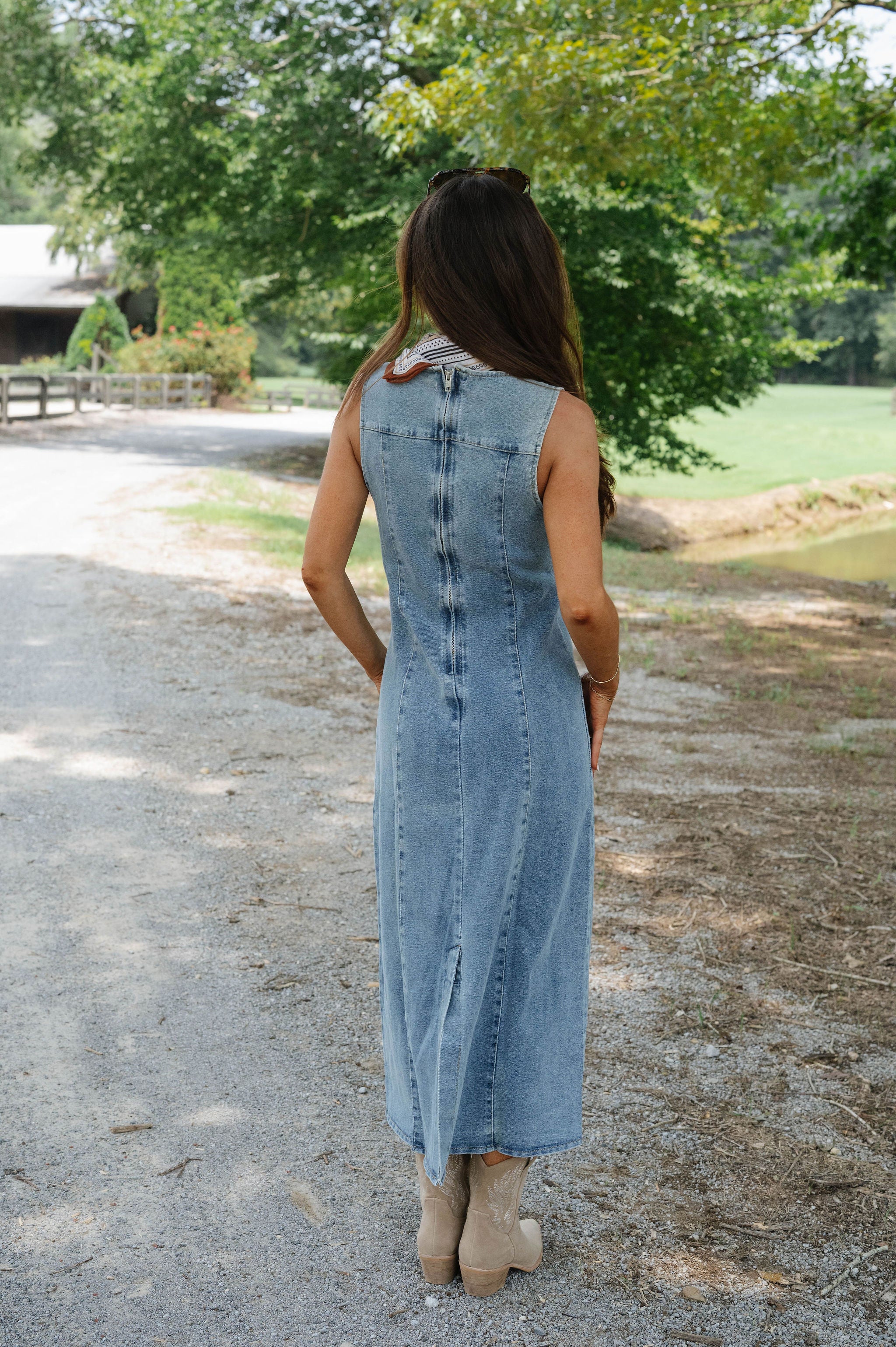 Gisela Denim Midi Dress-Light Wash