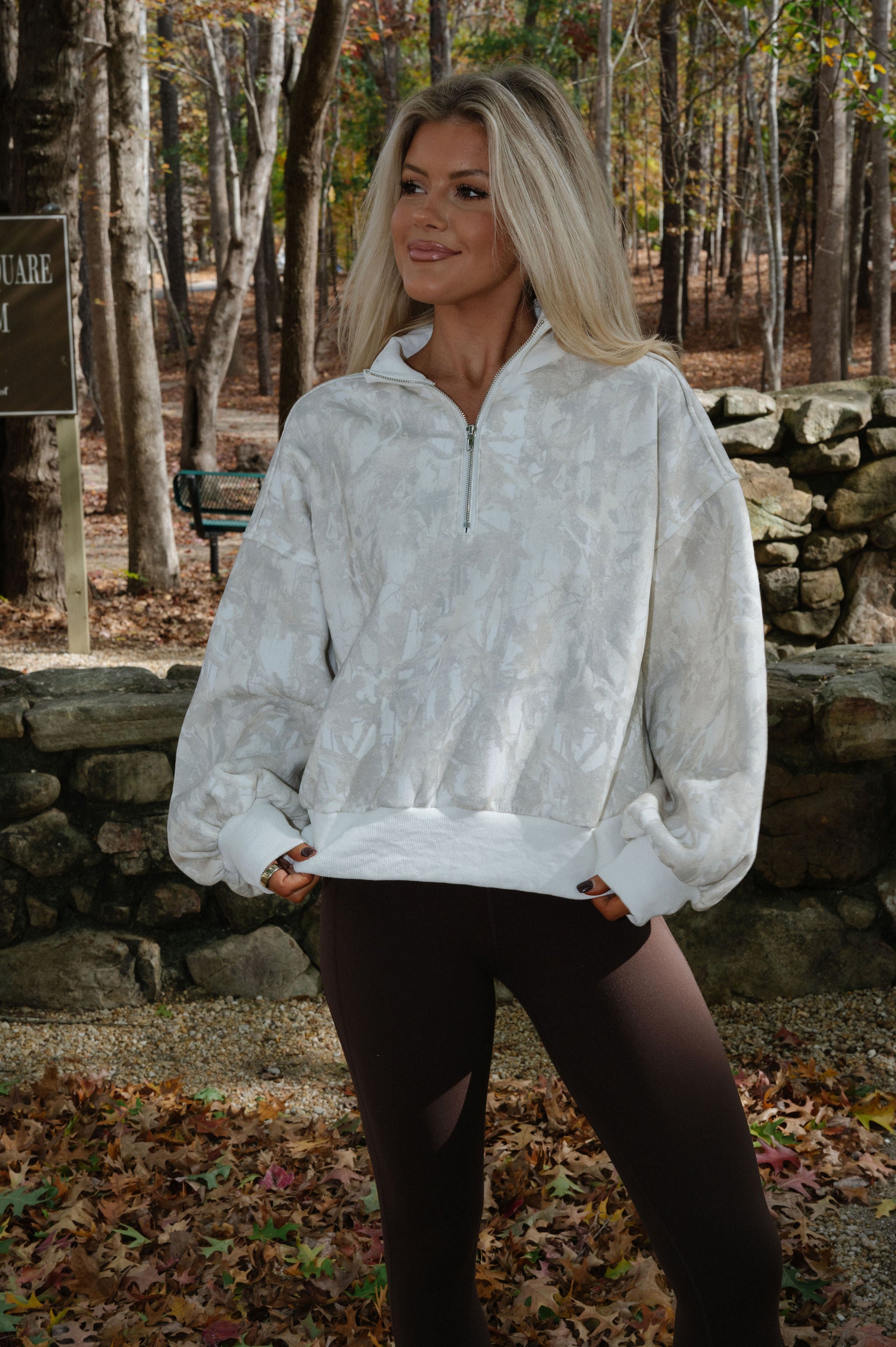 Camo Collared Half Zip Pullover